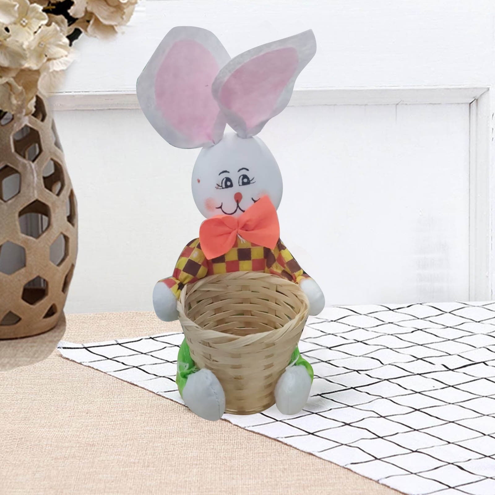 Easter Basket for Kids - Plush Bunny Basket with Handle, Easter Bucket for Egg Hunt, Easter Decorations & Gifts for Boys and Girls (Blue) by PALIFEUR