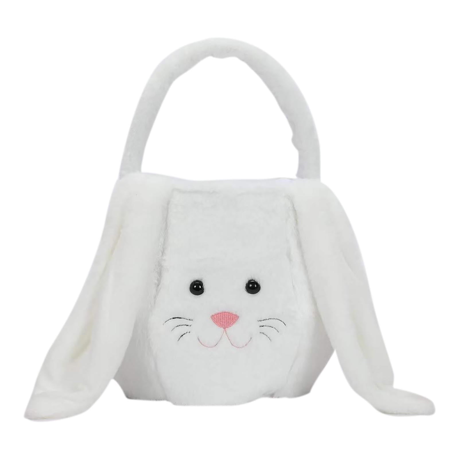 Easter Basket for Kids - Plush Bunny Basket with Handle, Easter Bucket for Egg Hunt, Easter Decorations & Gifts for Boys and Girls (Blue) by PALIFEUR