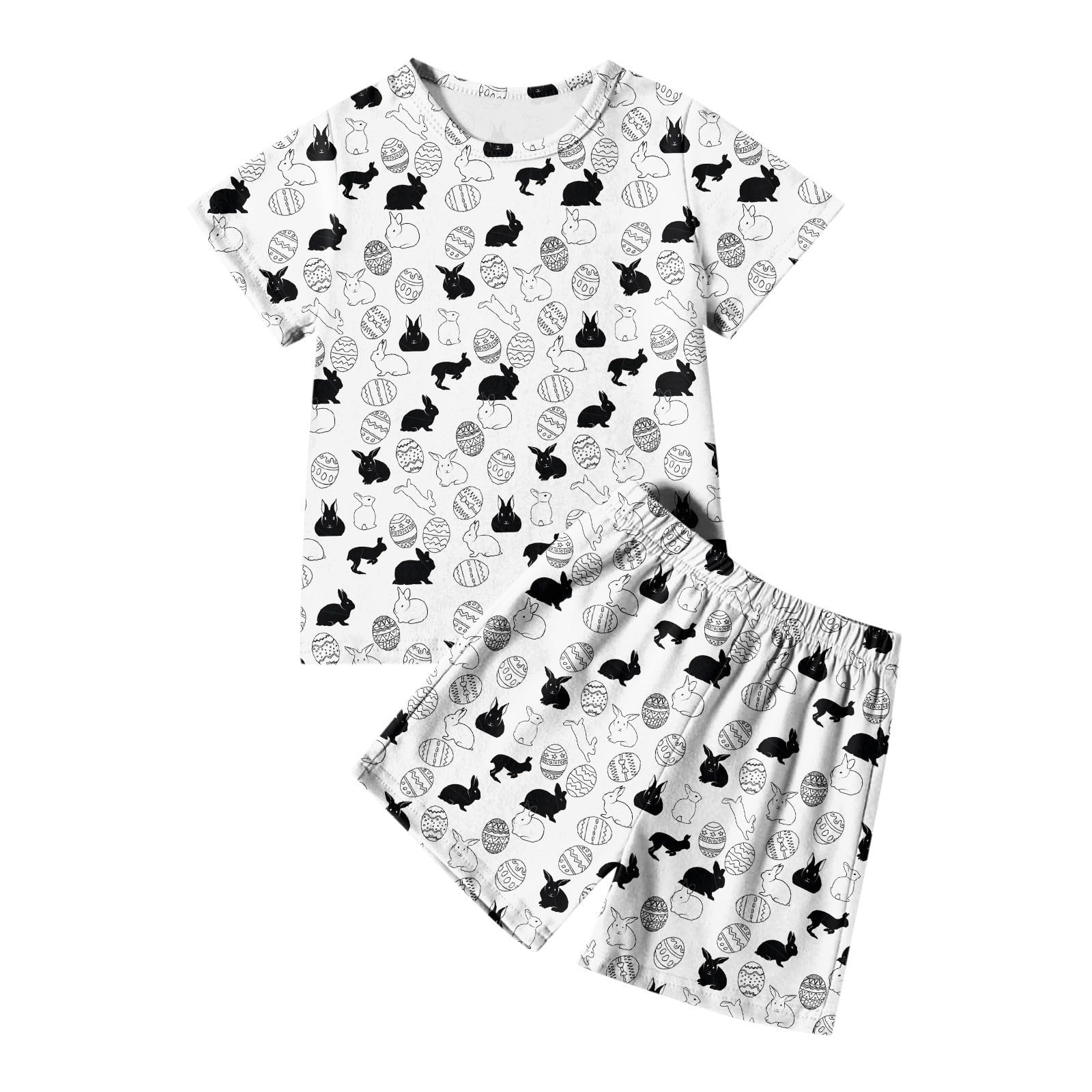 Toddler Baby Boy Summer Outfit two Pieces Easter Graphic Short Sleeve Top Cute Clothes for Kids Boys Girls 3-4 Years