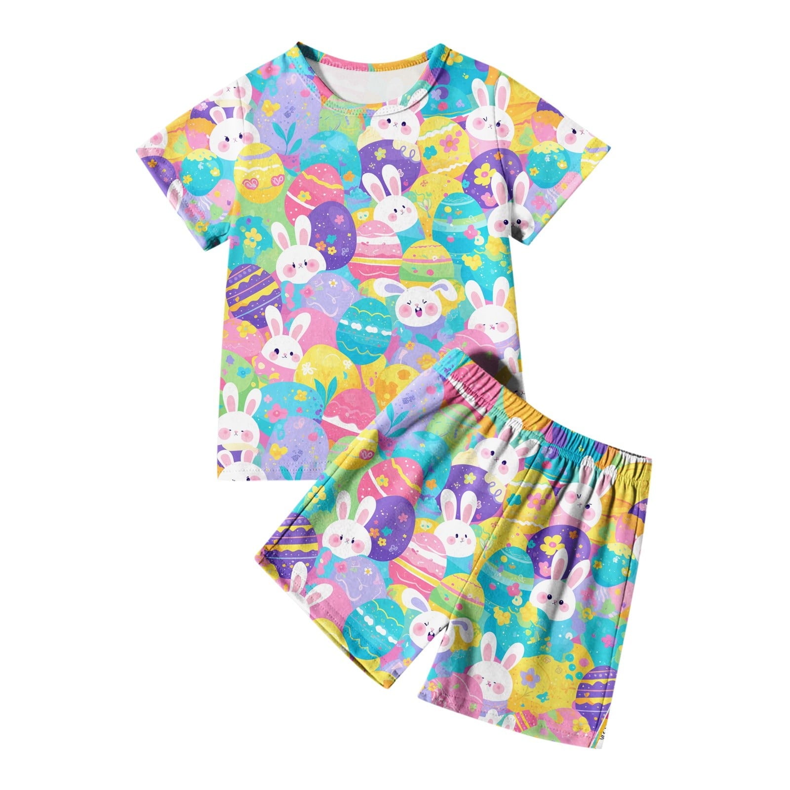 Toddler Baby Boy Summer Outfit two Pieces Easter Graphic Short Sleeve Top Cute Clothes for Kids Boys Girls 3-4 Years