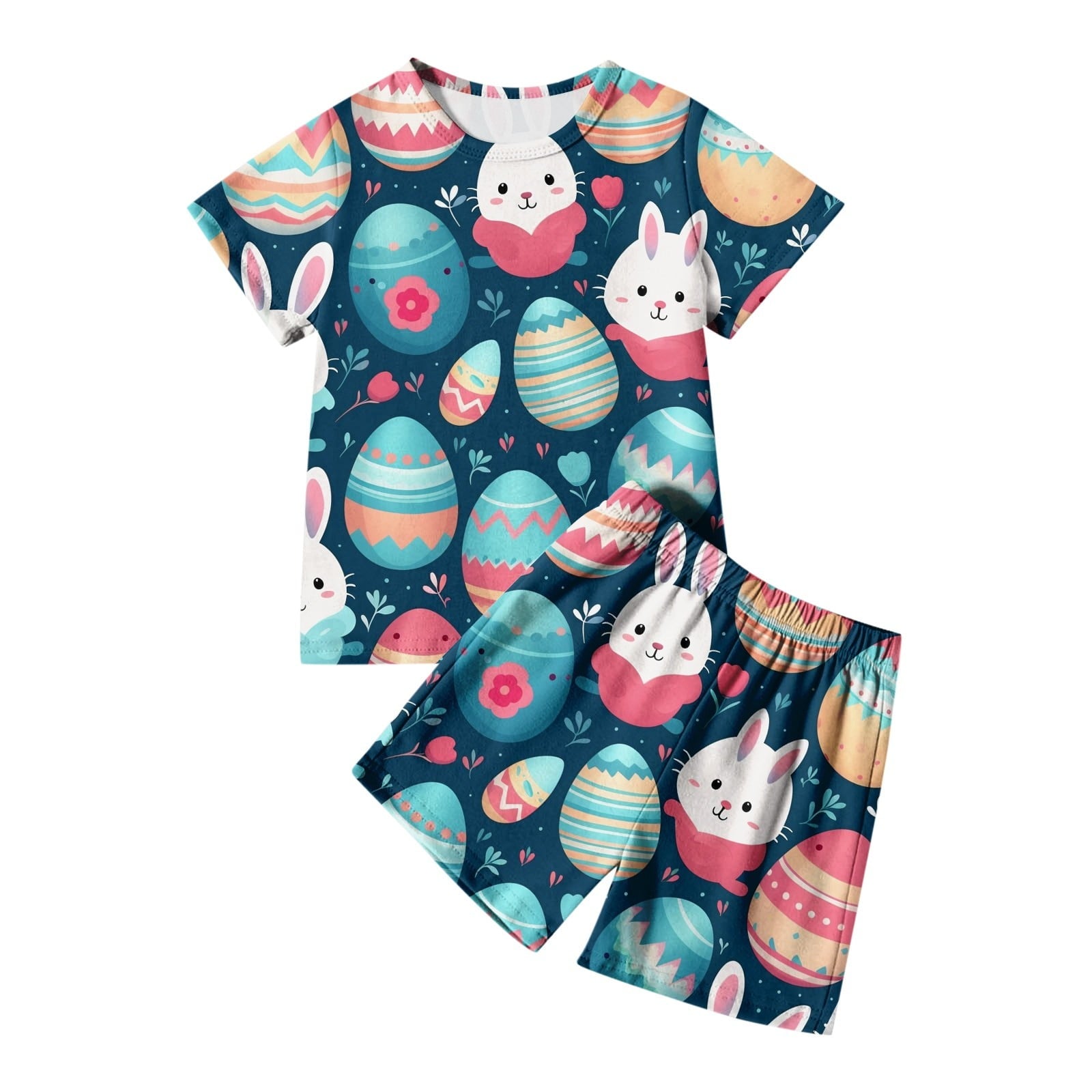 Toddler Baby Boy Summer Outfit two Pieces Easter Graphic Short Sleeve Top Cute Clothes for Kids Boys Girls 3-4 Years