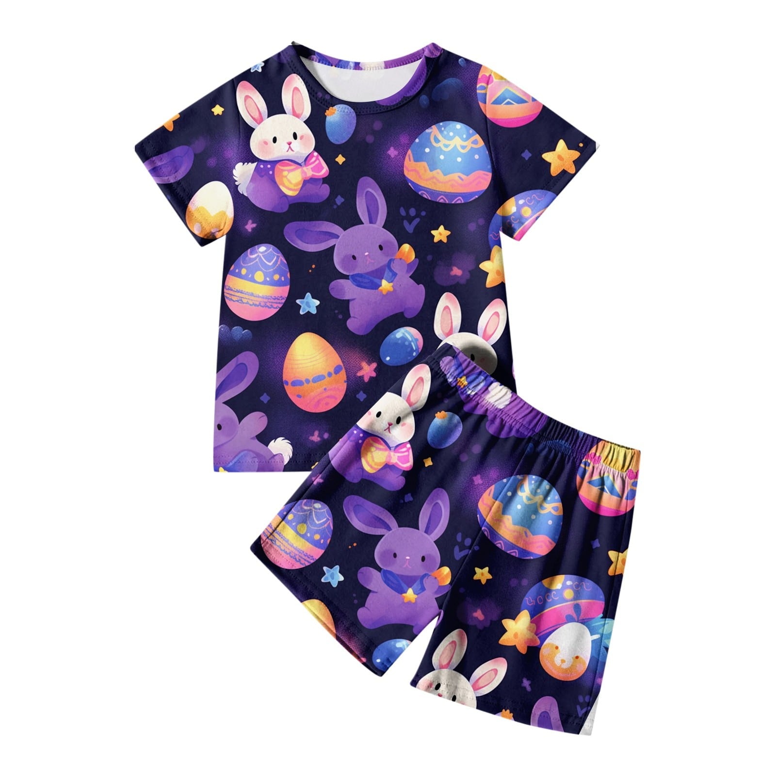 Toddler Baby Boy Summer Outfit two Pieces Easter Graphic Short Sleeve Top Cute Clothes for Kids Boys Girls 3-4 Years