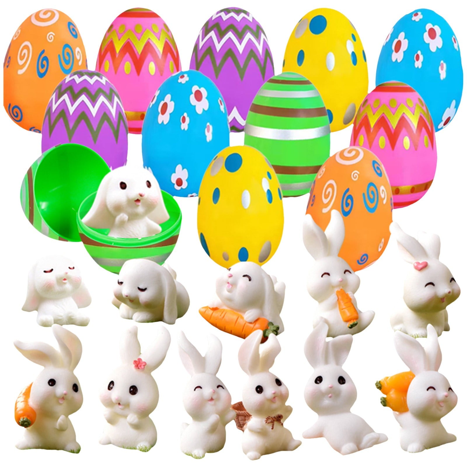 24 Pcs Prefilled Easter Eggs Filled with Plush Animal Toys for Easter Eggs , Basket Stuffers Fillers, Kids Party Favor, Classroom Prize Supplies