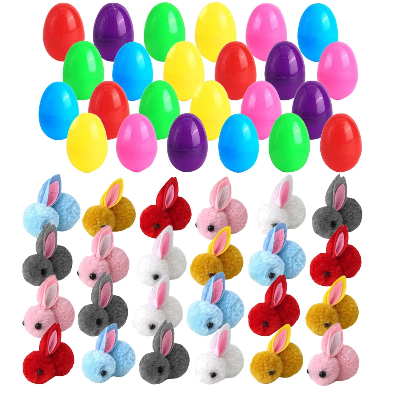 24 Pcs Prefilled Easter Eggs Filled with Plush Animal Toys for Easter Eggs , Basket Stuffers Fillers, Kids Party Favor, Classroom Prize Supplies