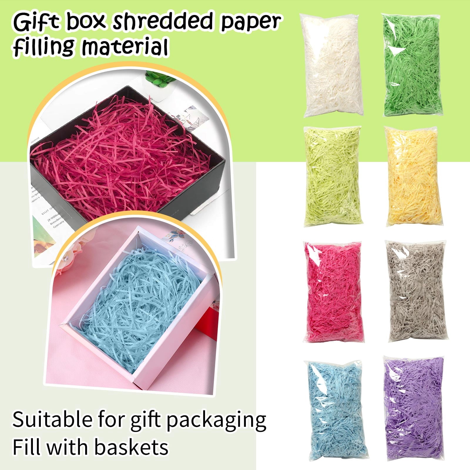 Easter Wavy Shredded Paper Fillers, 200G Sky Blue Crinkle Paper Stuffing, decorative Grass Paper Cushioning with Soft Textured Strands for Gift Box Lining, Easter Basket Filling,