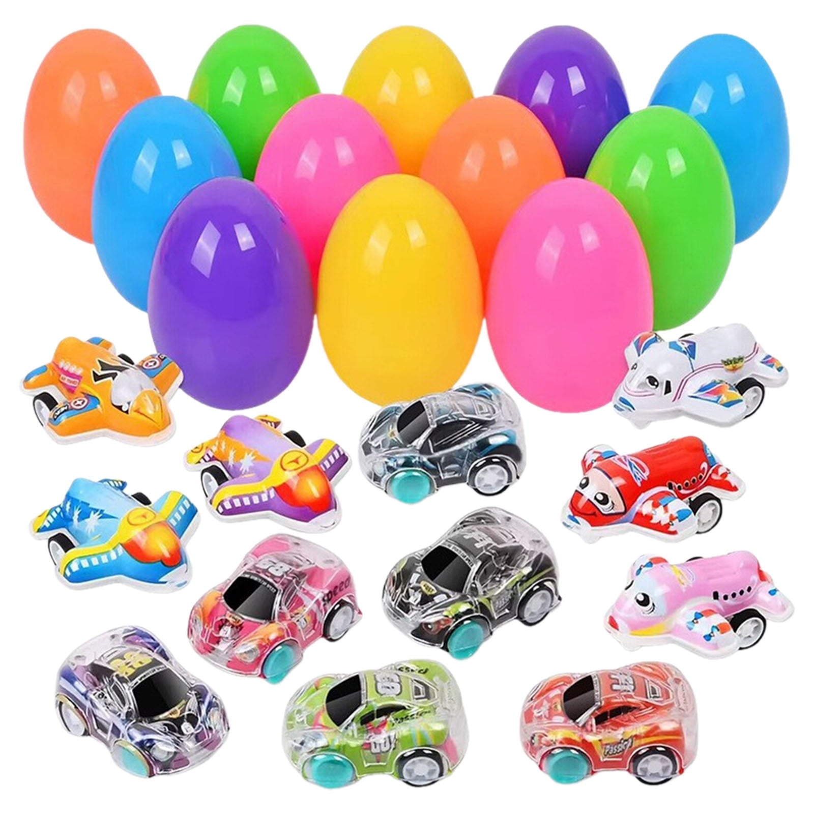 Eqslft Easter Eggs with Sticky Stretchy Toys Inside –1 Pack Filled Easter Eggs, Assorted Easter Elements, Surprise Party Favors for Kids, Egg Hunt, Easter Basket Stuffers