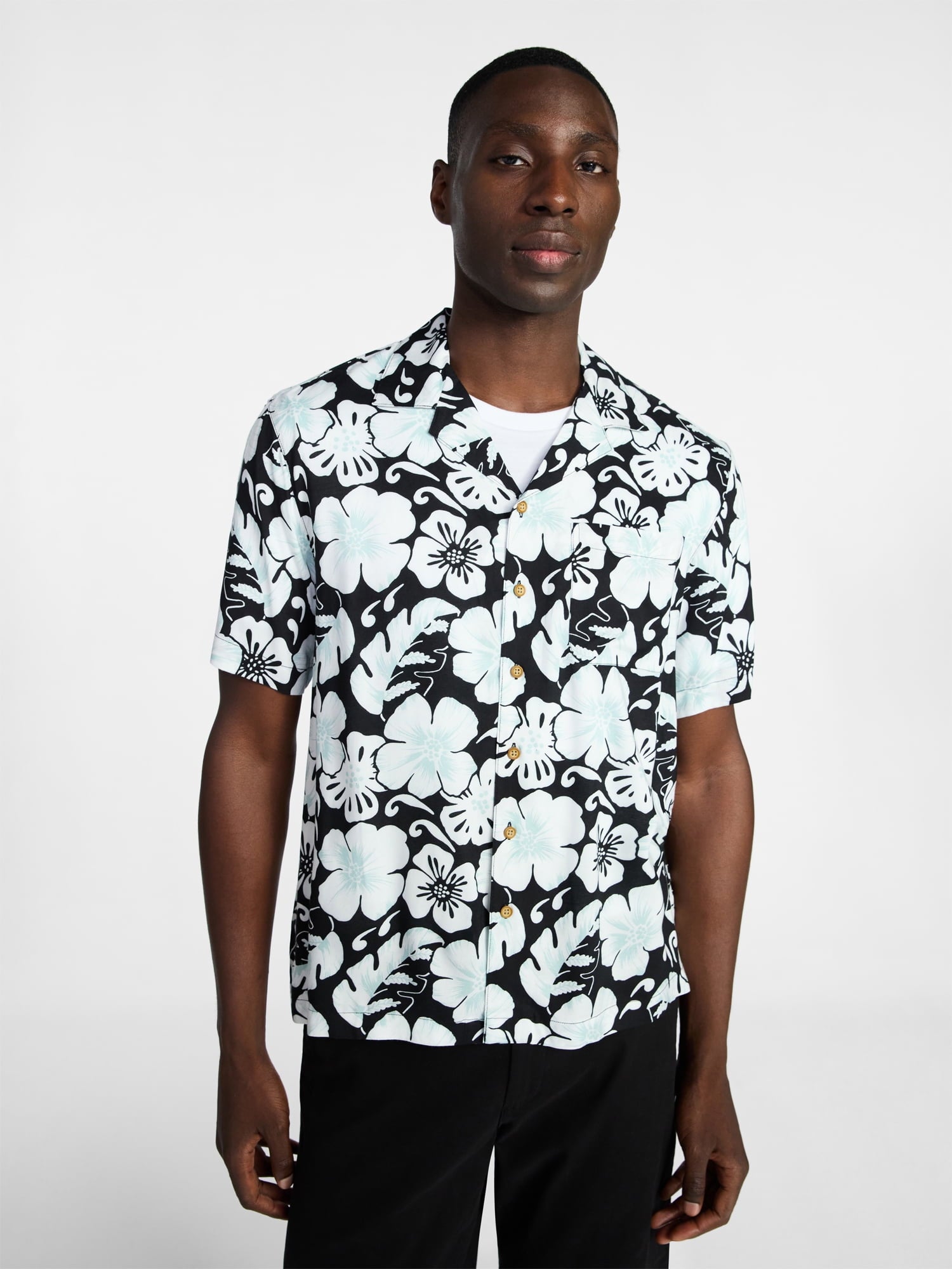 George Men's Relaxed Fit Printed Camp Shirt with Short Sleeves, Sizes S-3XLT