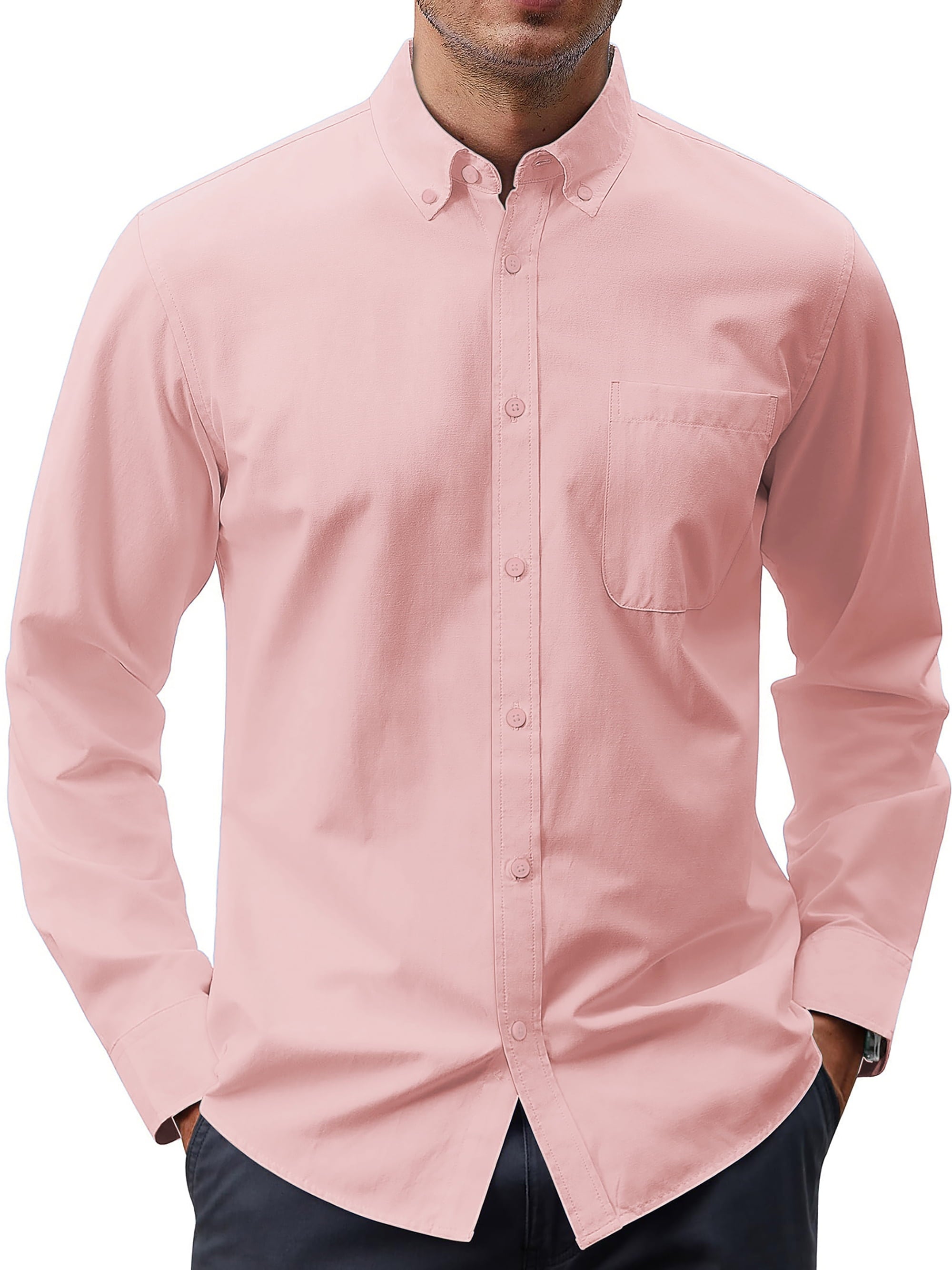 GENTS BLISS Long Sleeve Mens Dress Shirts Casual Solid Shirts for Men Regular Oxford Tops with Pocket