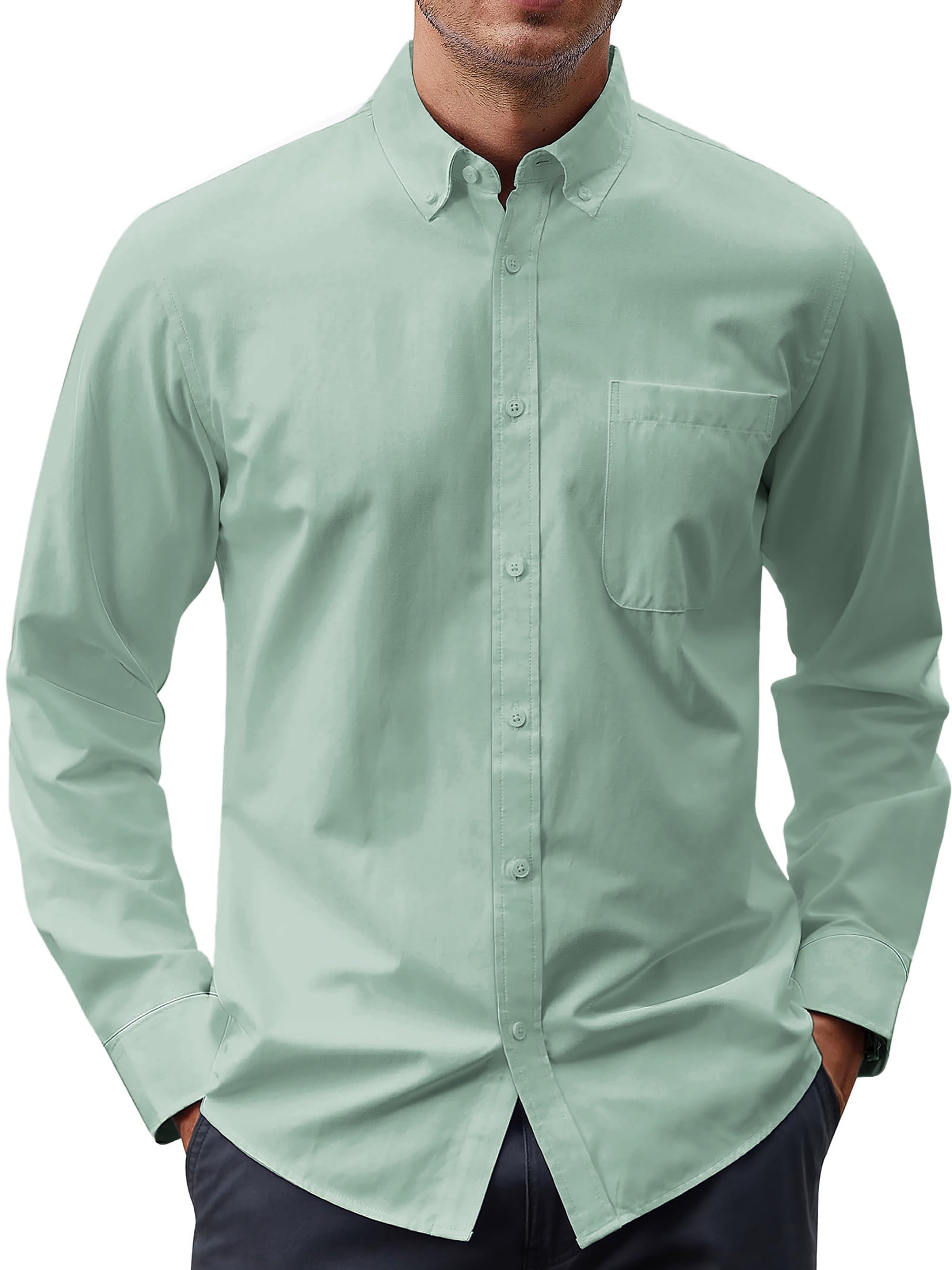 GENTS BLISS Long Sleeve Mens Dress Shirts Casual Solid Shirts for Men Regular Oxford Tops with Pocket