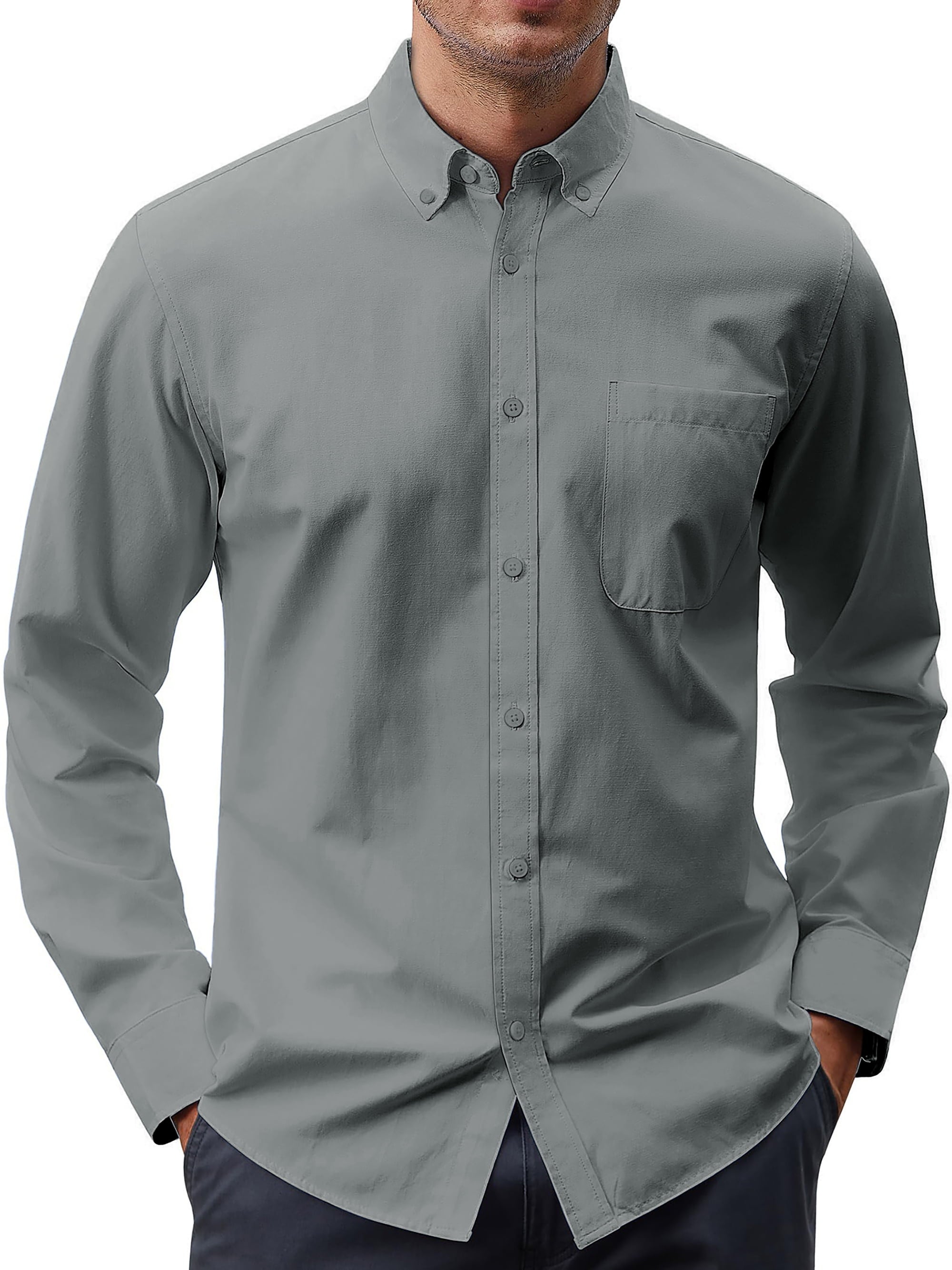 GENTS BLISS Long Sleeve Mens Dress Shirts Casual Solid Shirts for Men Regular Oxford Tops with Pocket