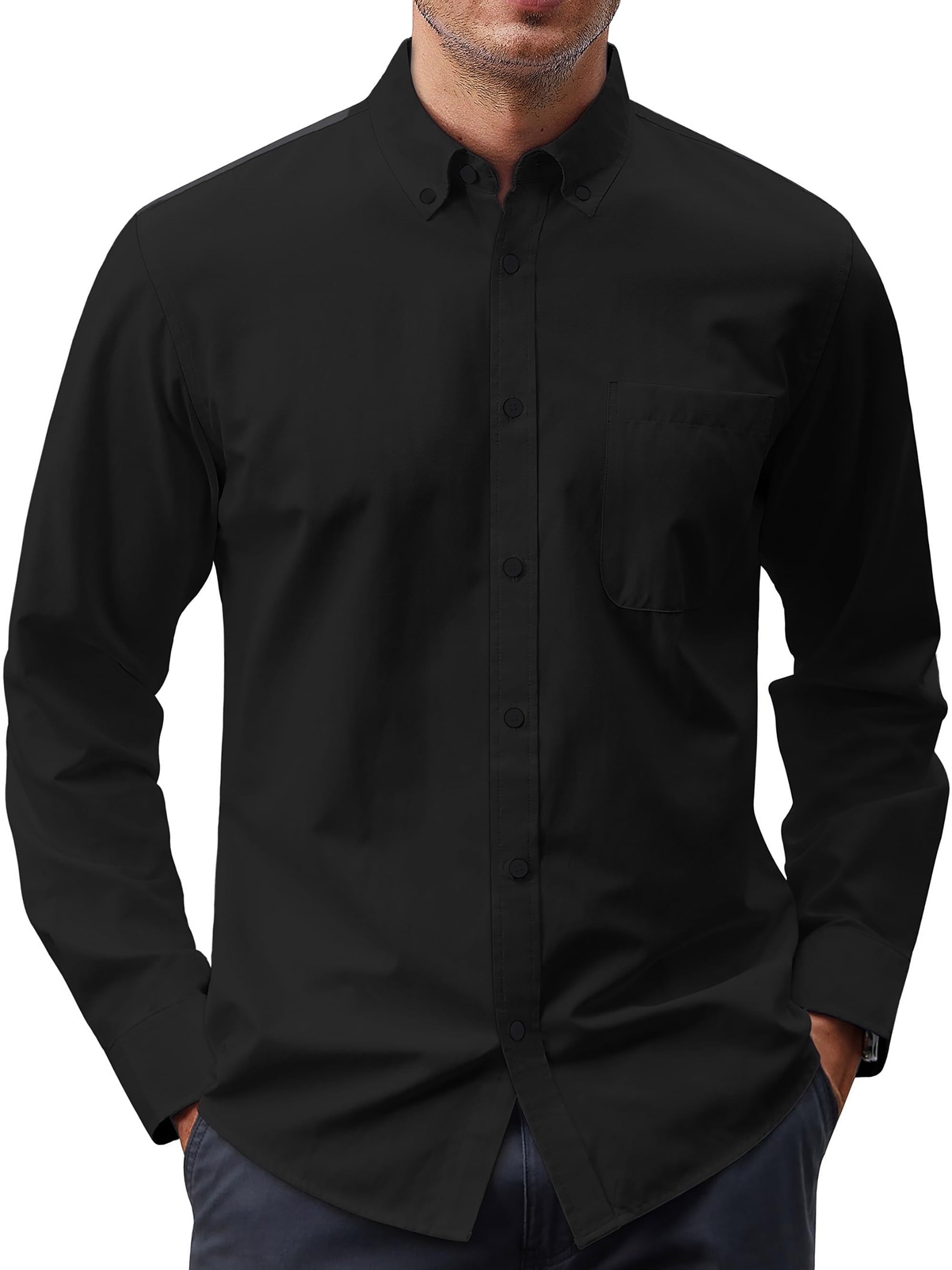 GENTS BLISS Long Sleeve Mens Dress Shirts Casual Solid Shirts for Men Regular Oxford Tops with Pocket