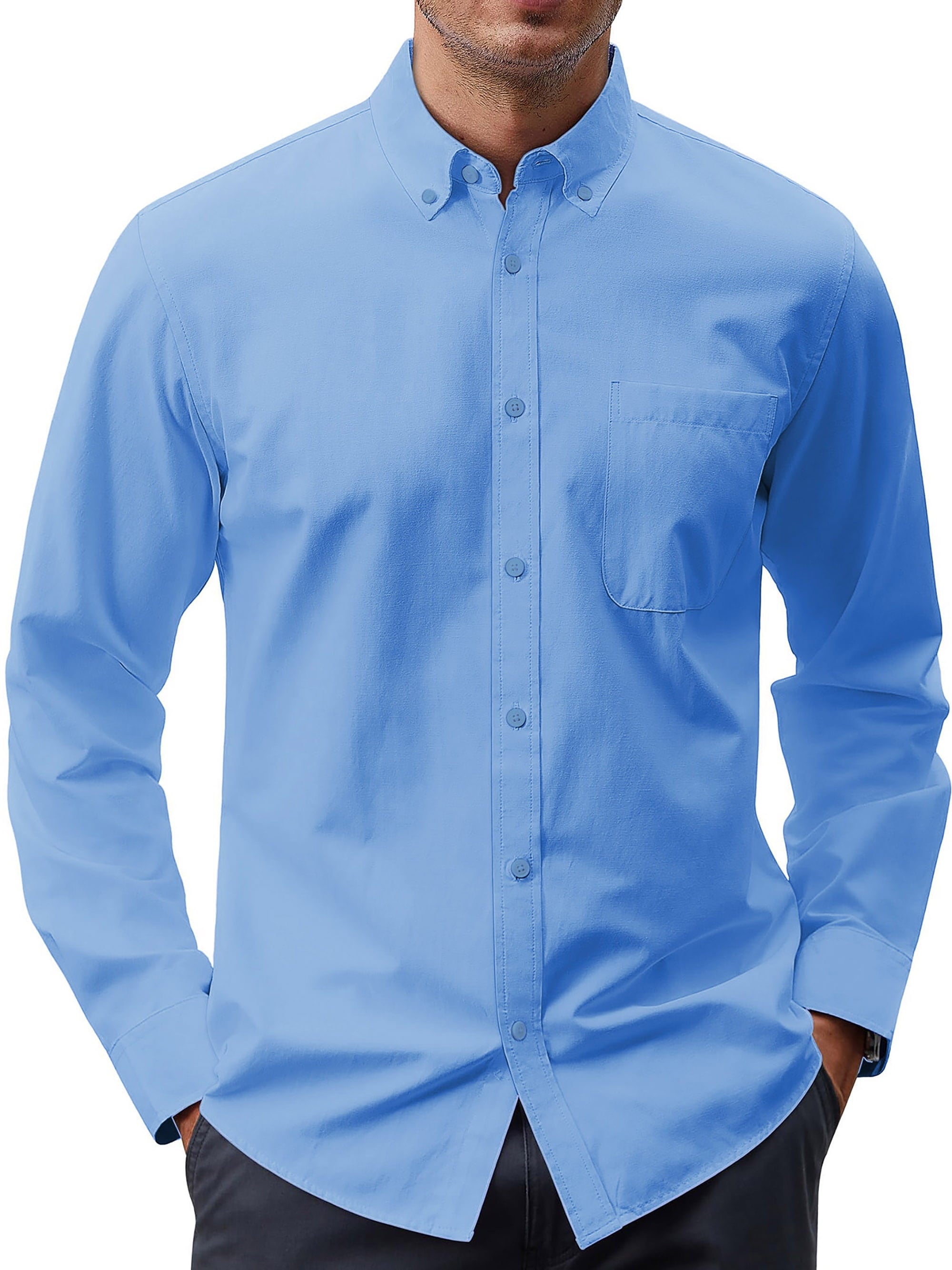 GENTS BLISS Long Sleeve Mens Dress Shirts Casual Solid Shirts for Men Regular Oxford Tops with Pocket
