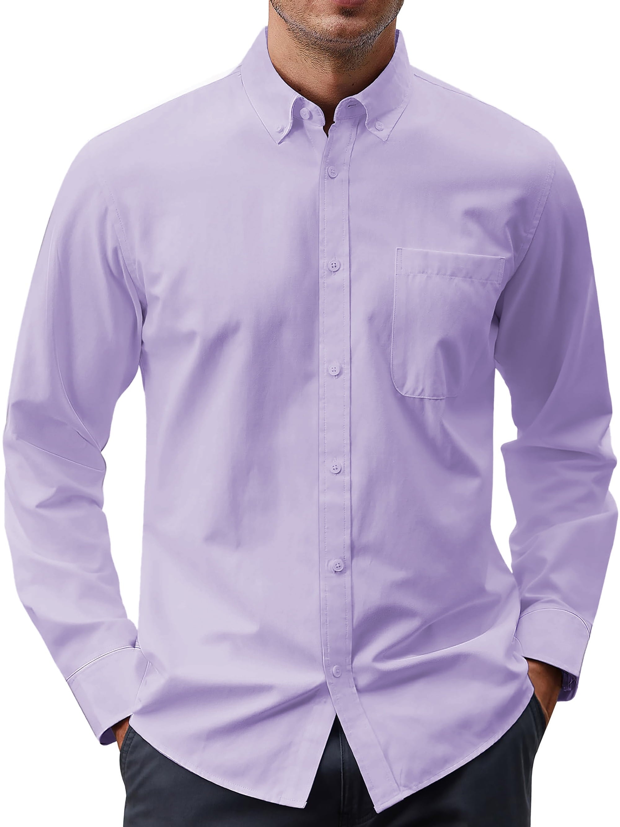 GENTS BLISS Long Sleeve Mens Dress Shirts Casual Solid Shirts for Men Regular Oxford Tops with Pocket