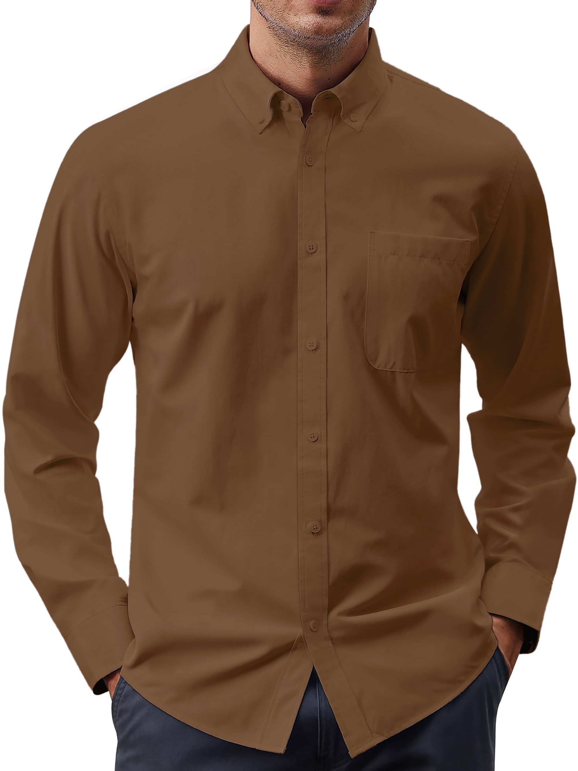 GENTS BLISS Long Sleeve Mens Dress Shirts Casual Solid Shirts for Men Regular Oxford Tops with Pocket