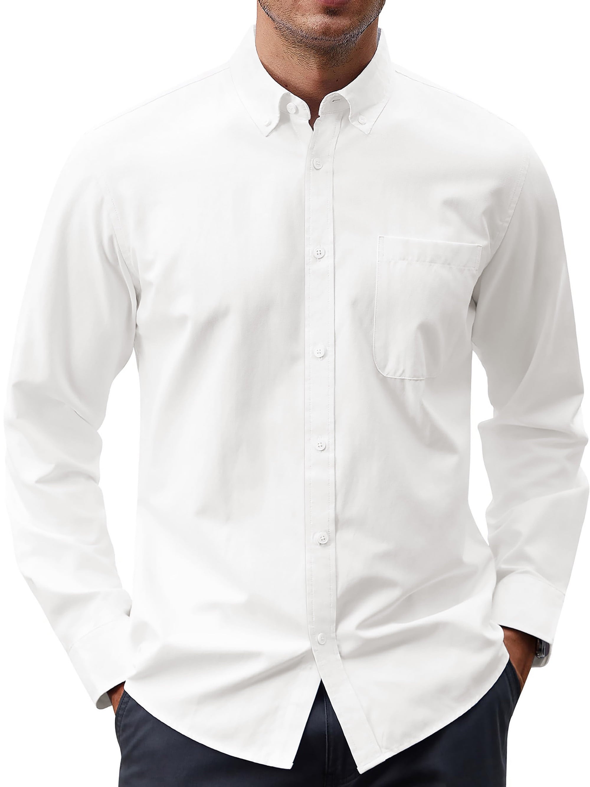 GENTS BLISS Long Sleeve Mens Dress Shirts Casual Solid Shirts for Men Regular Oxford Tops with Pocket