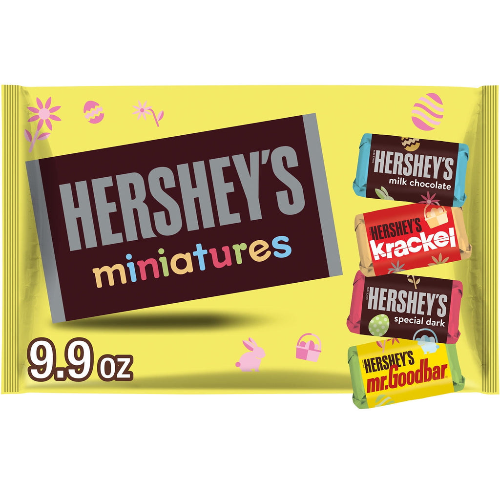 Hershey's Miniatures Assorted Chocolate, Easter Candy Individually Wrapped, Bag, 9.9 oz