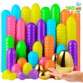 Joyfy 150 Pcs 2.3" Easter Eggs, Fillable Empty Plastic Easter Eggs Bulk with 6 Pcs Gold Eggs for Easter Hunt, Filling Treats, Party Favor, Basket Stuffers, Classroom Prize Supplies, Decoration