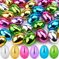 Joyfy 48 Pcs Metallic Easter Eggs, 3.15" Shinny Empty Plastic Easter Eggs Fillable, 6 Colors Bulks for Easter Hunt, Filling Treats, Easter Basket Stuffers, Classroom Prize Supplies