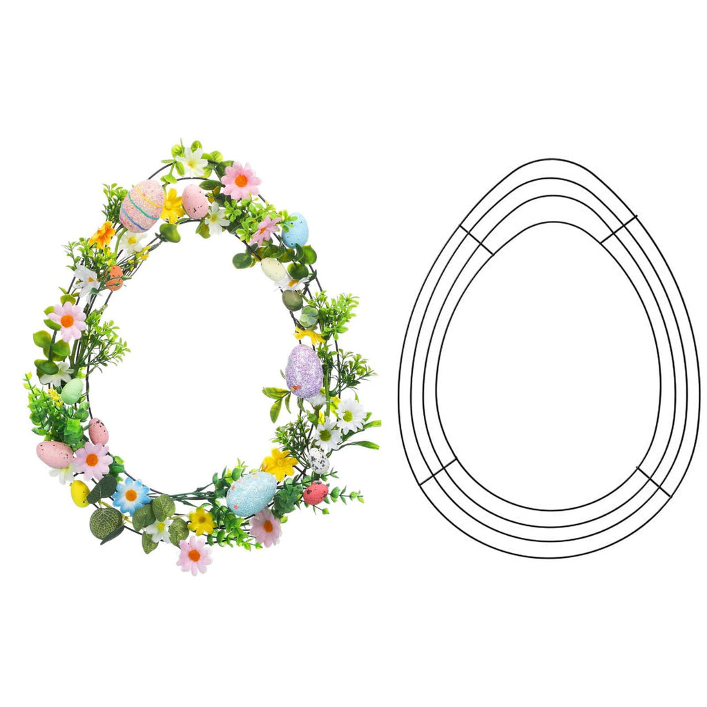 KUAZOU Bunny Wreath,Earmouse Supply Floral Garden Easter Bunny Head Shaped Wire Wreath Form - 16.5 Inches
