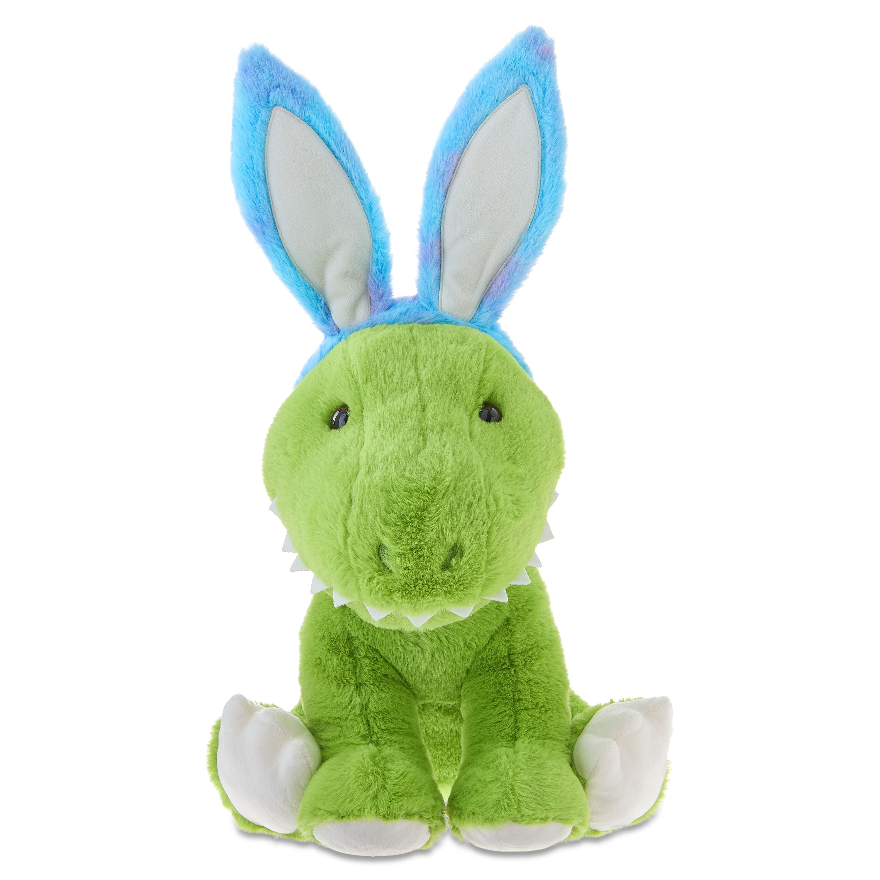 Large Dinosaur Plush with Bunny Ears, Green and Blue, 19", Easter by Way To Celebrate