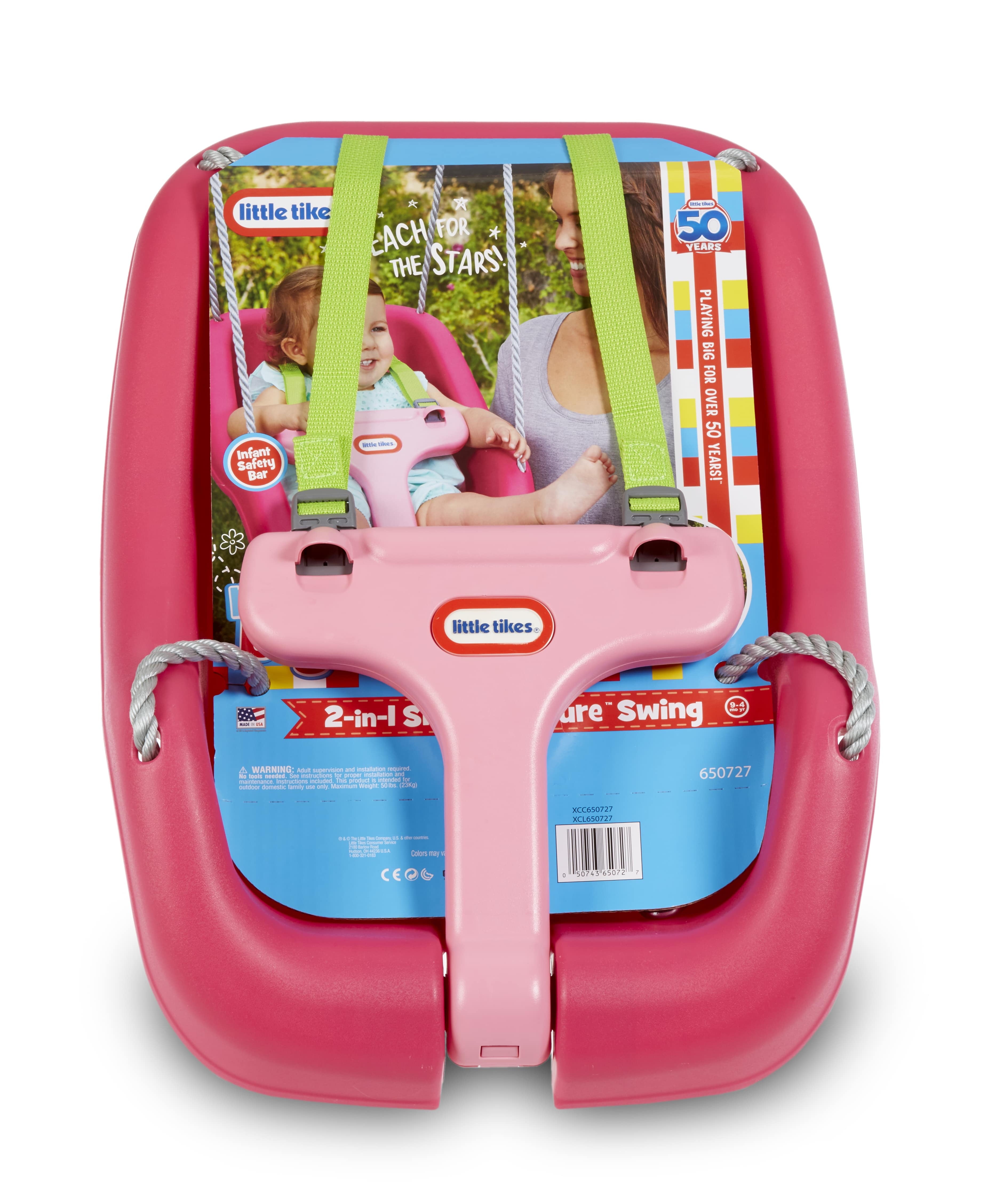Little Tikes 2-in-1 Snug and Secure Swing, High Back Swing, Magenta