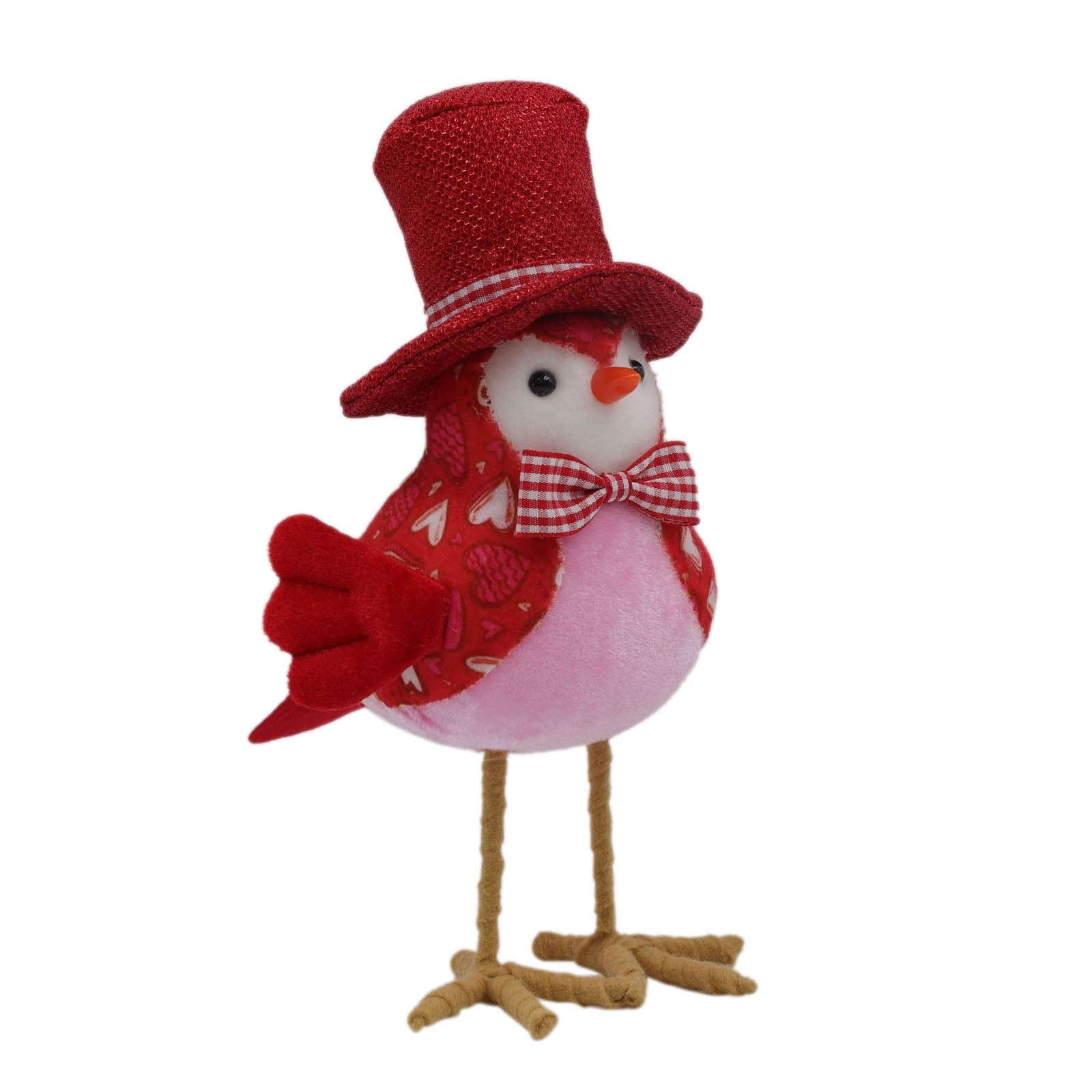 Lksixu St.Patrick's Day Birds Ornaments, 3D Green Shamrock Bird Figurines with Hat and Bow, Handmade Irish Luck Inseparable Birds Doll Spring Table Decor Animals Garden Statue for Window Party