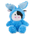 Medium Cow Plush in Bunny Hoodie, Black/White/Blue, 15", Easter by Way To Celebrate