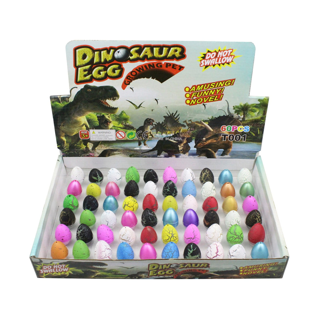 MXTPOV 60pcs Small Hatching Dinosaur Eggs for Party Favors, Easter Basket Stuffers Classroom Carnival Prizes Bulk Pinata Fillers Novelty Grow in Water Dino Eggs with Toys