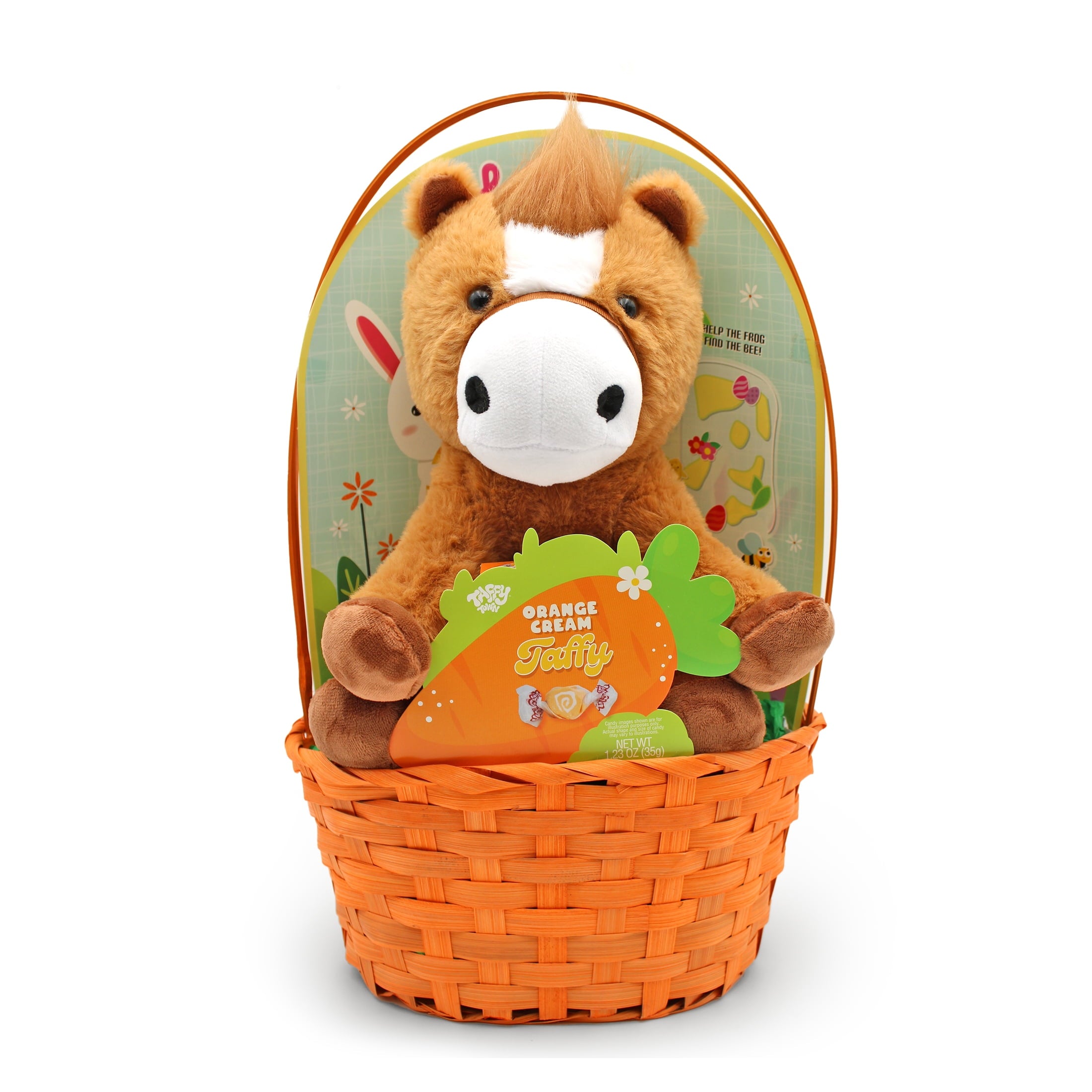 Brown Horse Plush Prefilled Easter Basket, by Megatoys