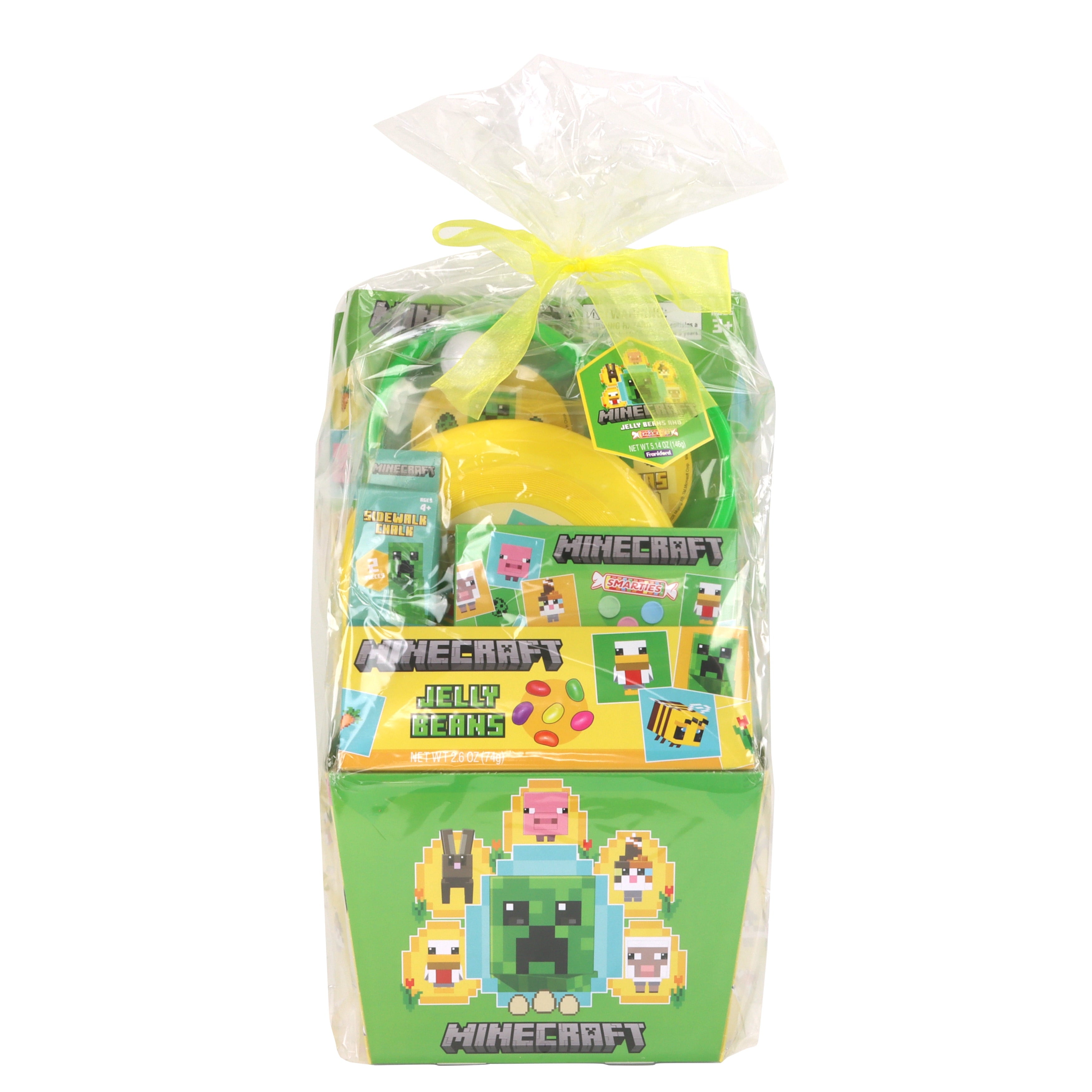 Minecraft Easter Basket with Chalk, Jelly Beans and Smarties Candy, 5.14 oz