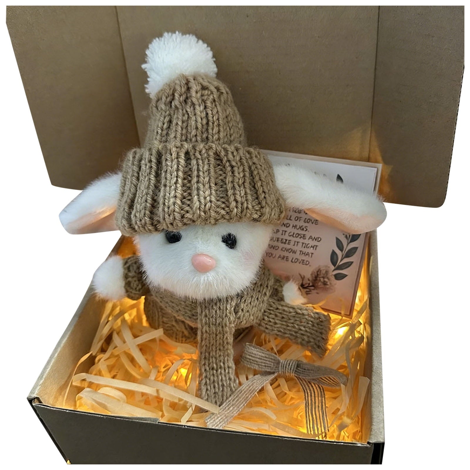 Mini Bunny Hug Cute Easter Gift Crochet Animals Rabbit Doll with Inspirational Card for Women Girls
