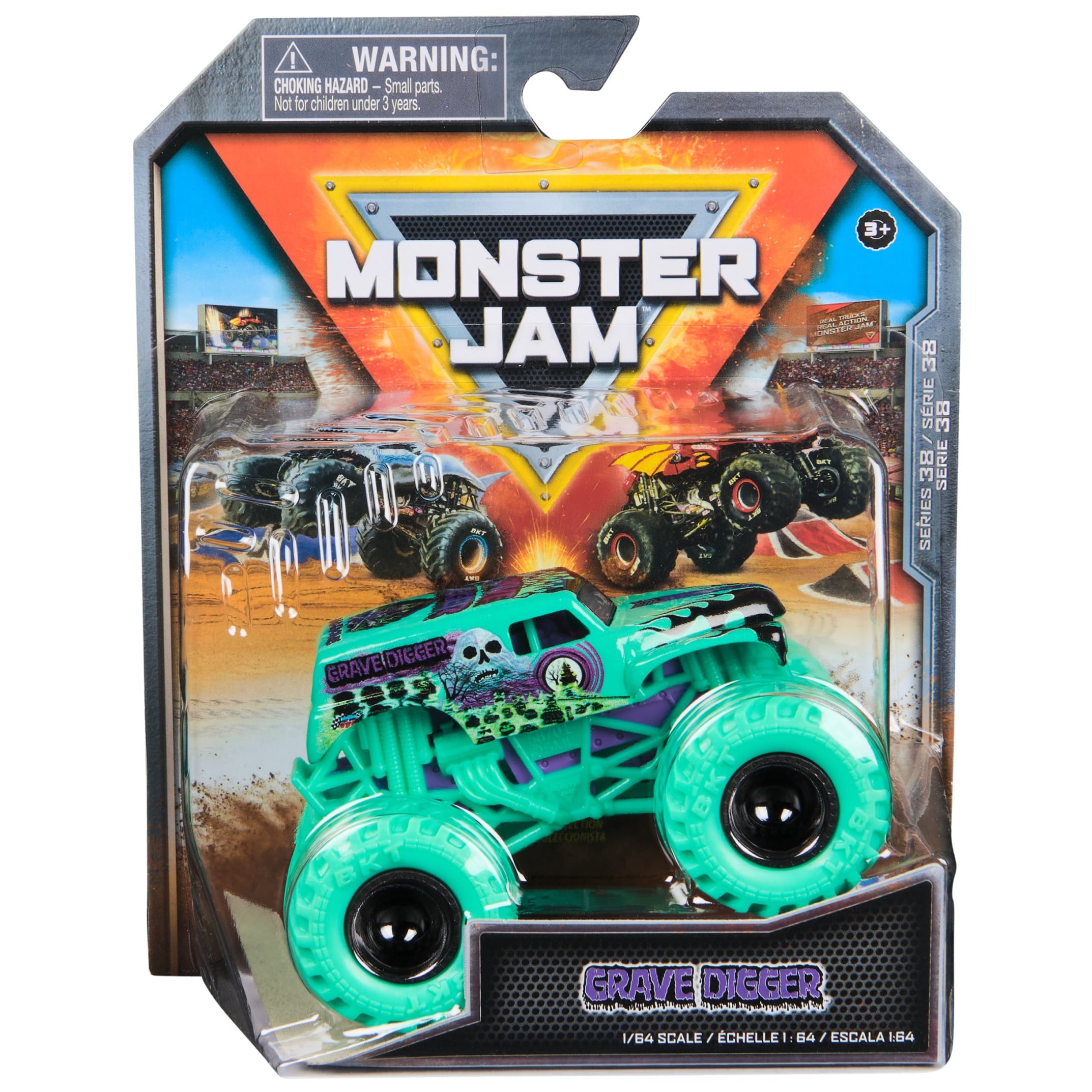 Monster Jam, Official Grave Digger Monster Truck, Die-Cast Vehicle, 1:64 Scale, Kids Toys for Boys Ages 3 and up