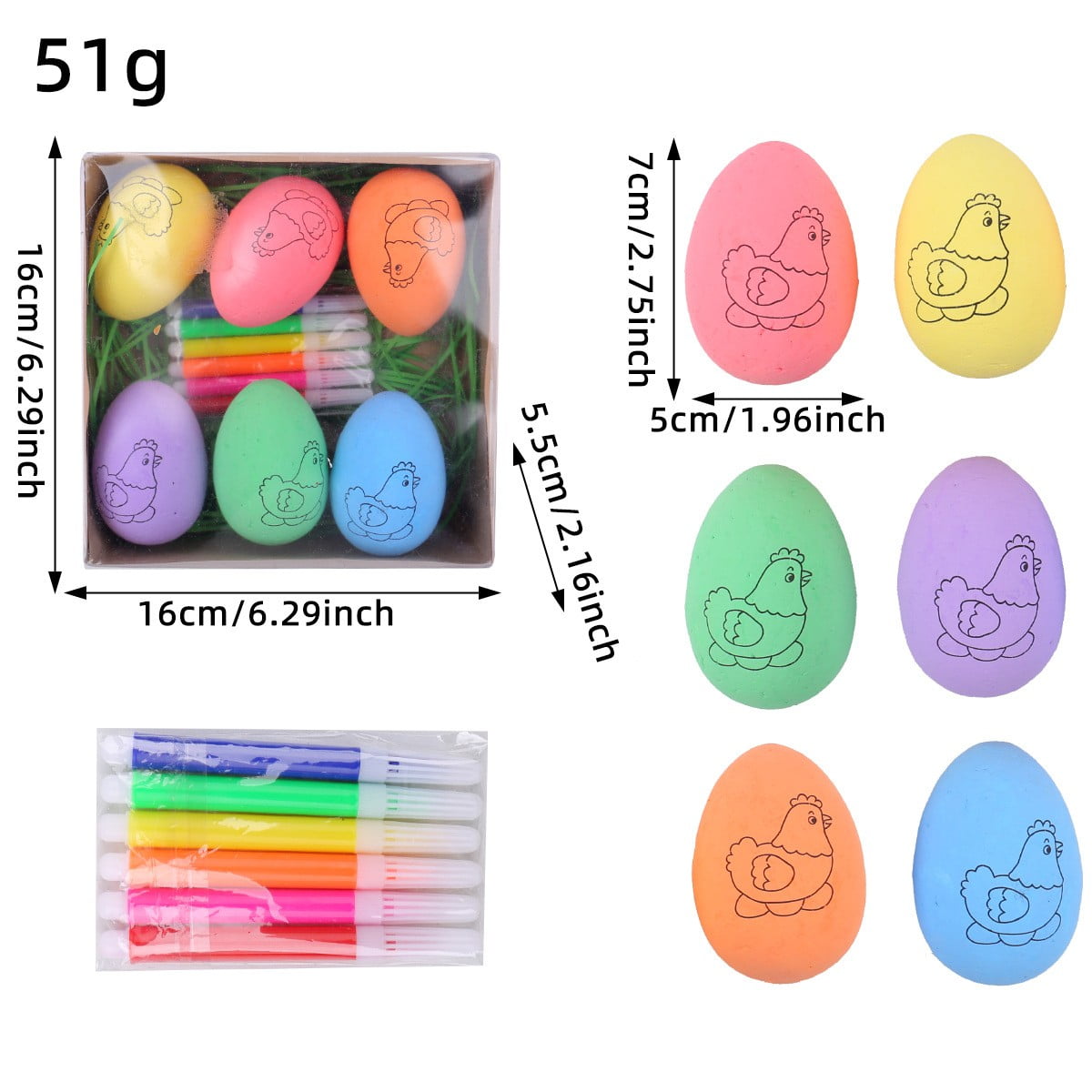 Moocorvic Easter Eggs Painting Kit White Paintable Decorated Egg with Palette and Brushes for Girls and Boys, Art DIY Craft Toys Gifts