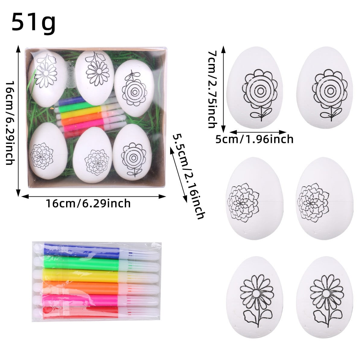 Moocorvic Easter Eggs Painting Kit White Paintable Decorated Egg with Palette and Brushes for Girls and Boys, Art DIY Craft Toys Gifts