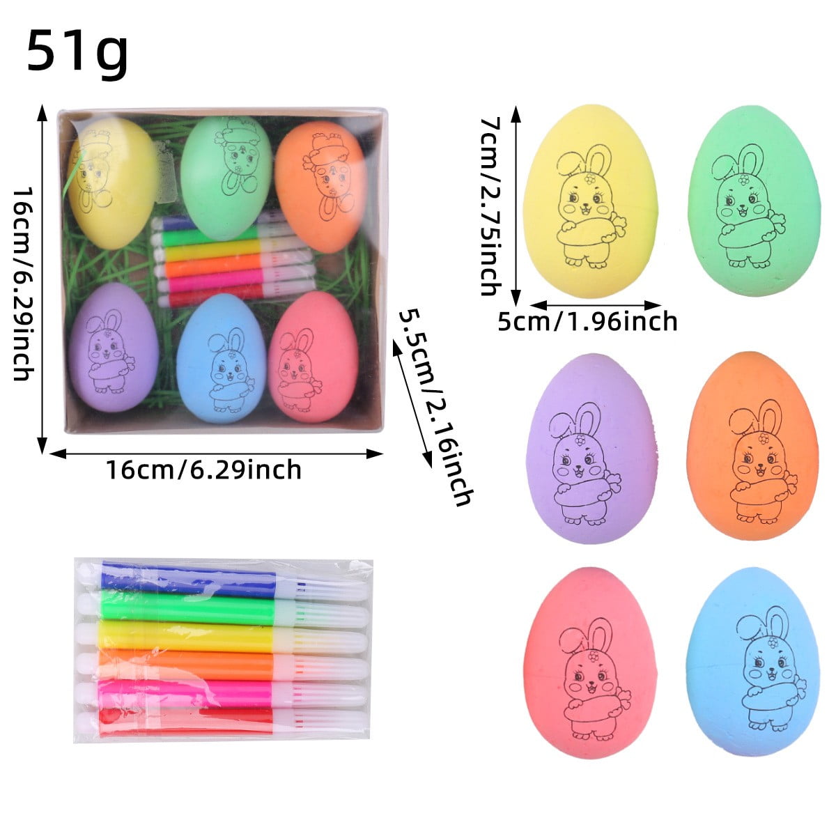Moocorvic Easter Eggs Painting Kit White Paintable Decorated Egg with Palette and Brushes for Girls and Boys, Art DIY Craft Toys Gifts