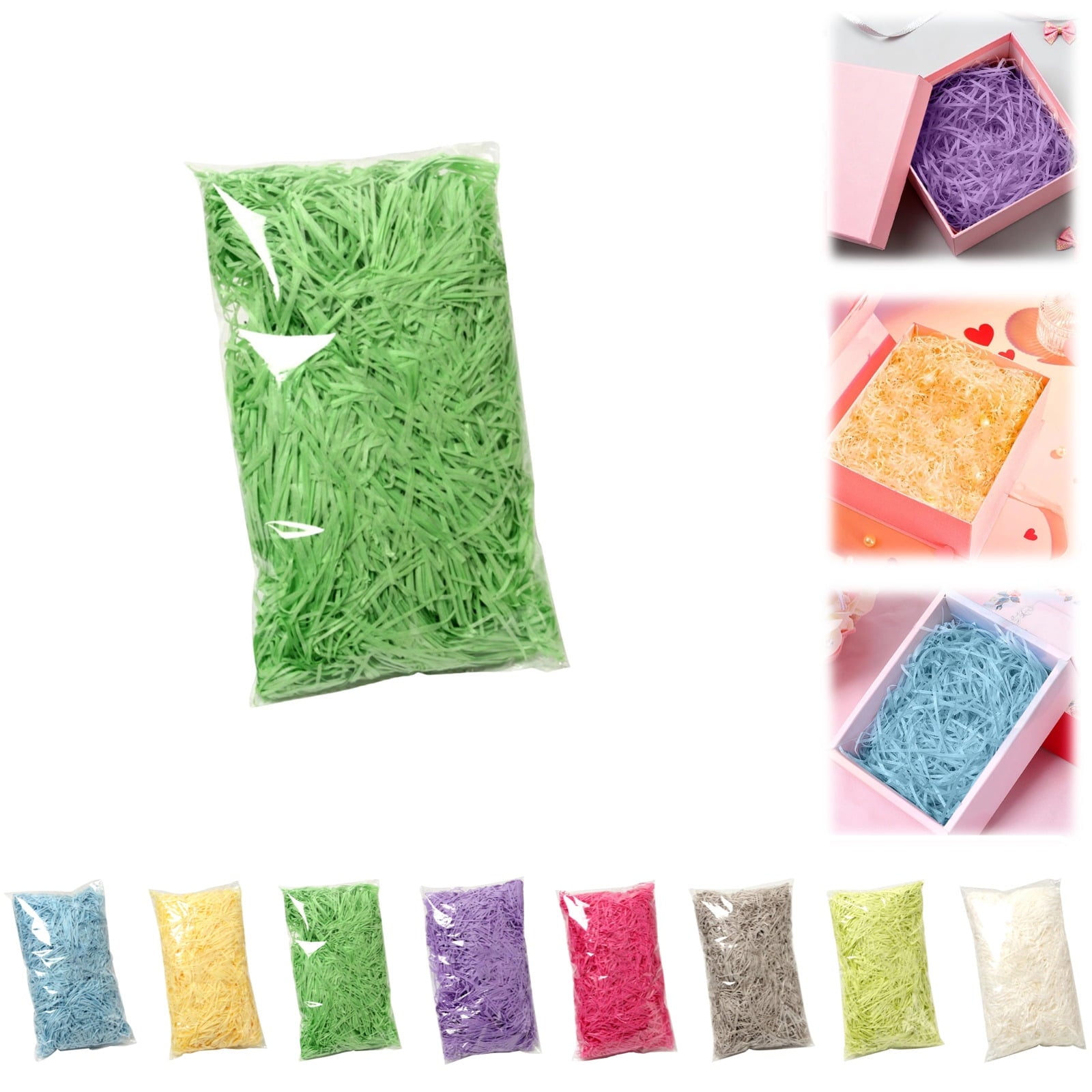 Raffia Paper Shreds, Easter Grass Paper, Crinkle Cut Paper Shred Filler for Gift Wrapping & Basket Filling (Fluorescence Yellow)
