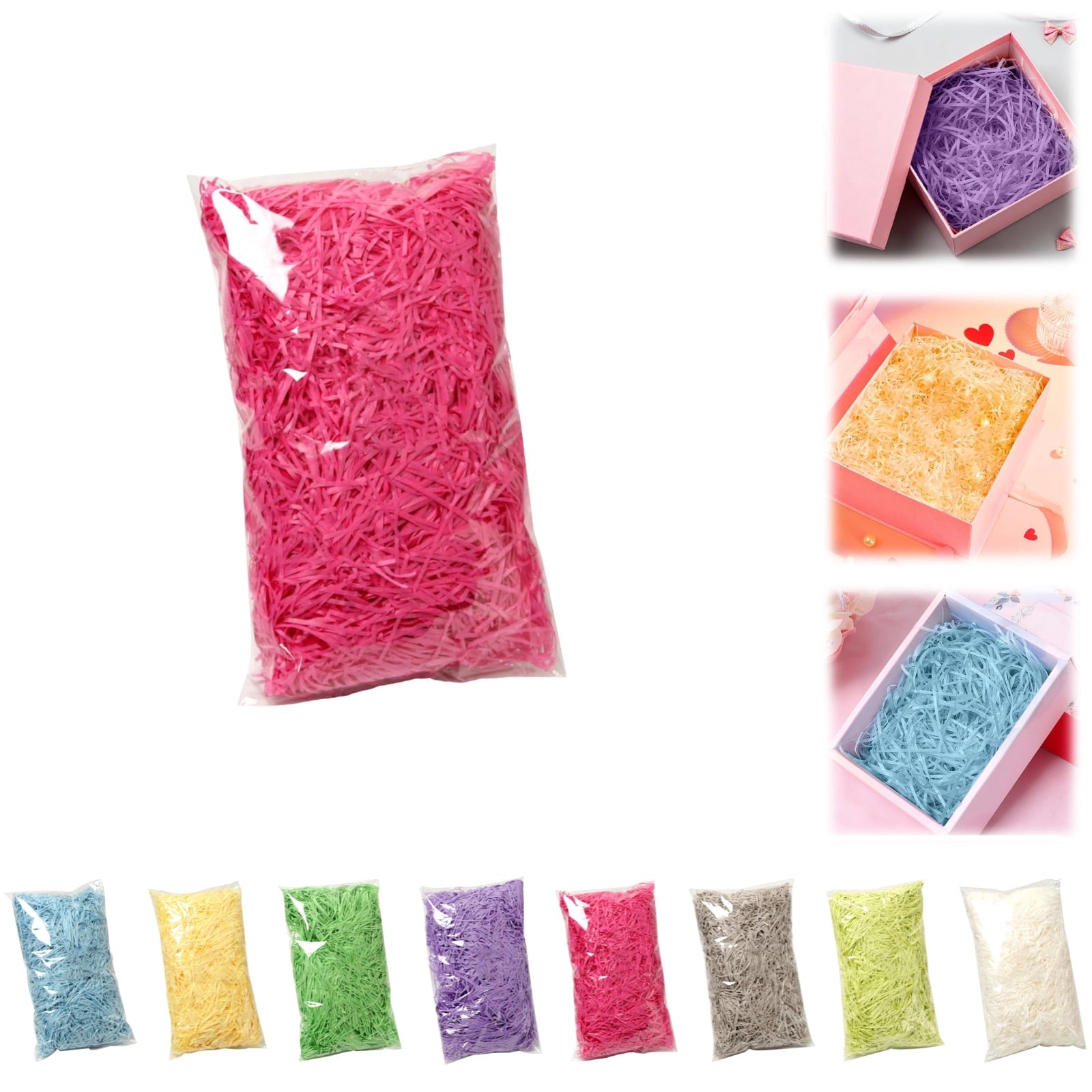 Raffia Paper Shreds, Easter Grass Paper, Crinkle Cut Paper Shred Filler for Gift Wrapping & Basket Filling (Fluorescence Yellow)