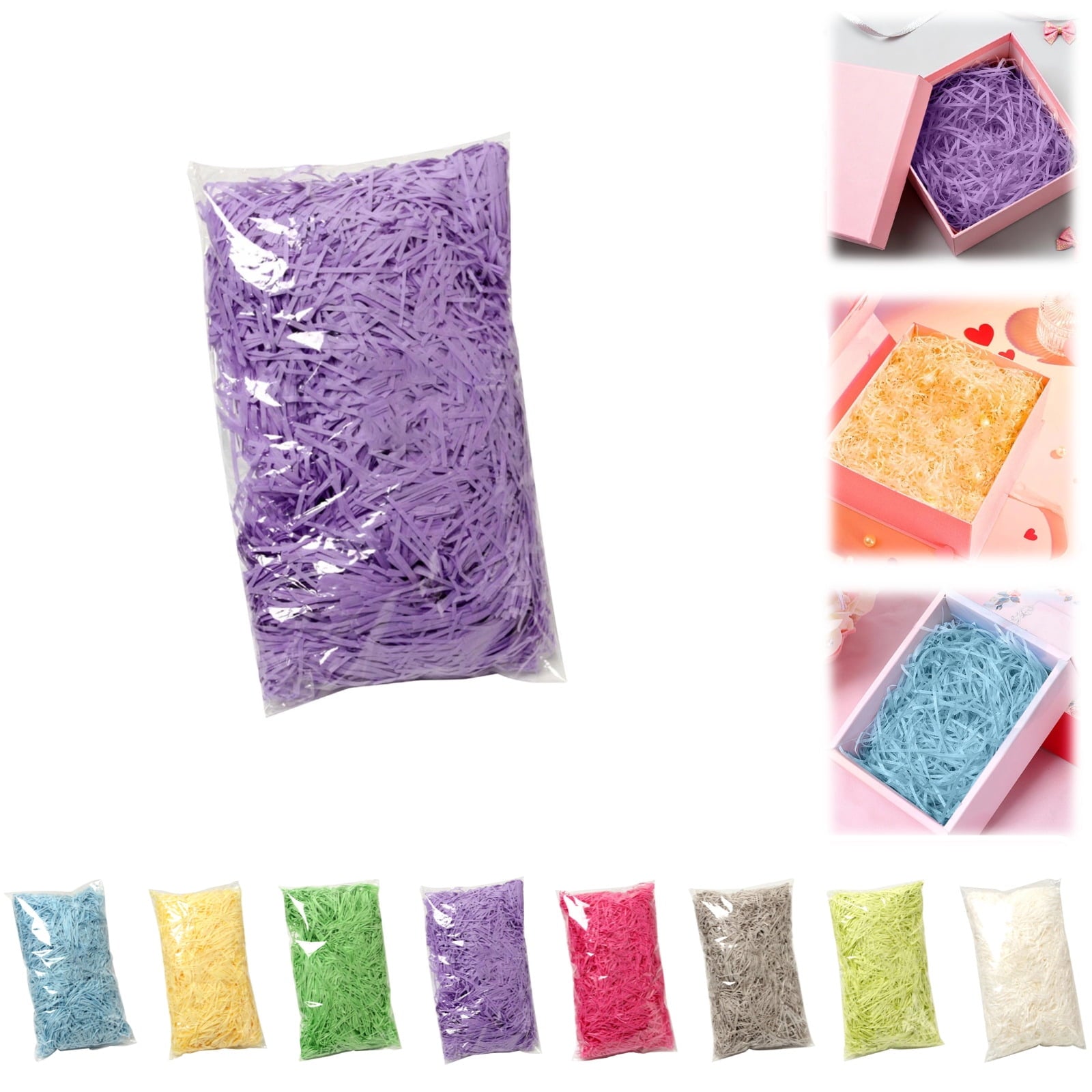 Raffia Paper Shreds, Easter Grass Paper, Crinkle Cut Paper Shred Filler for Gift Wrapping & Basket Filling (Fluorescence Yellow)
