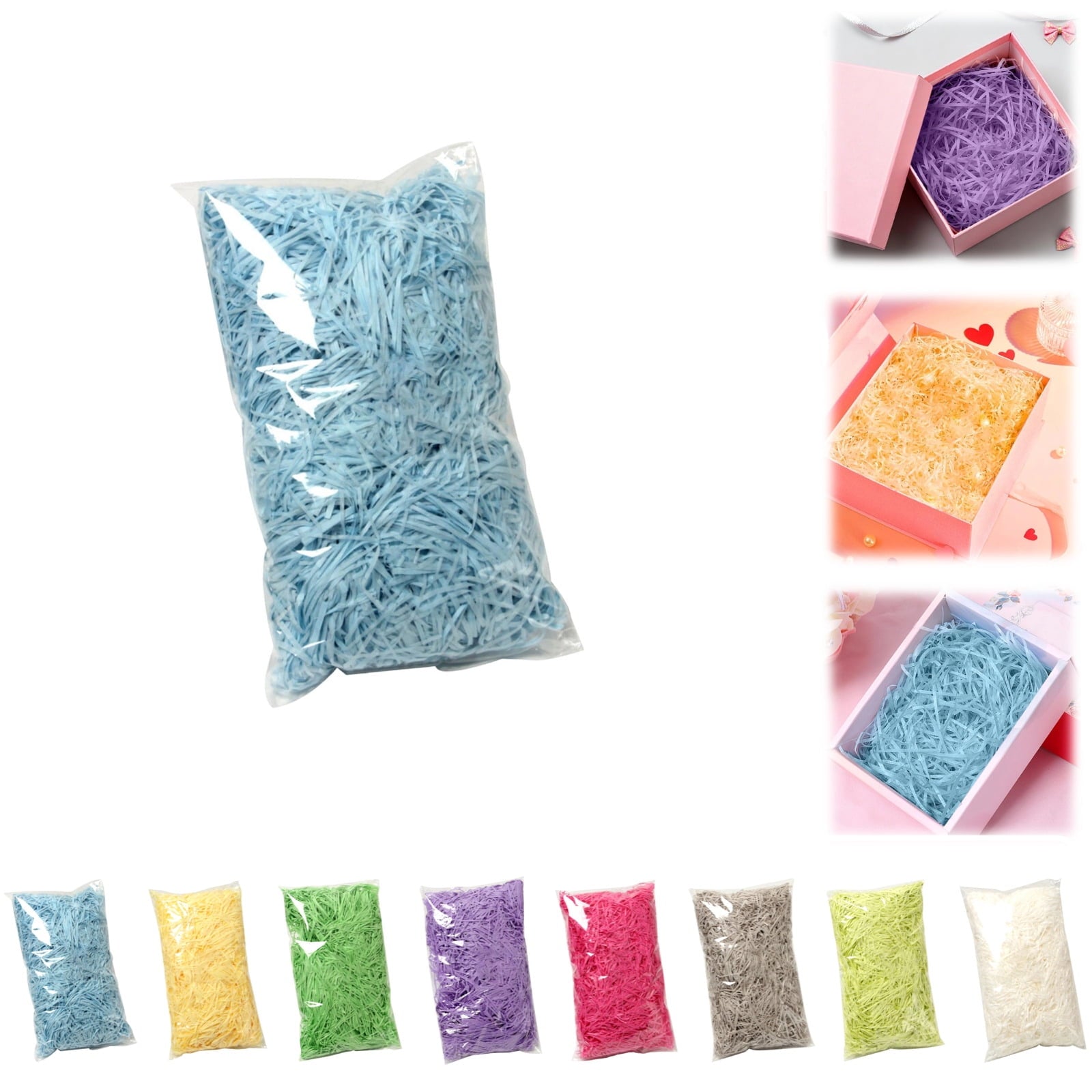 Raffia Paper Shreds, Easter Grass Paper, Crinkle Cut Paper Shred Filler for Gift Wrapping & Basket Filling (Fluorescence Yellow)