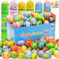 Joyfy 200 Pcs Plastic Easter Eggs Bulk, 2.3" Printed Bright Easter Eggs, Empty Fillable for Easter Hunt, Basket Stuffers Fillers, Party Favors and Decoration, Easter Goodie Bags for Kids