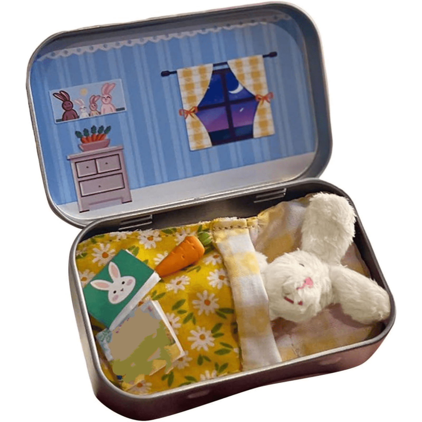 Shiogb Small Pocket Plush Toys, Filled in an Easter Basket, Easter for DIY Pet Adoption, Cute Tin Travel Companions, A