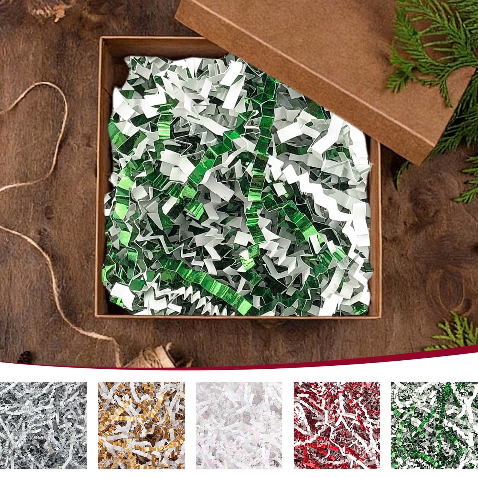 Silver Crinkle Cut Paper Shred Filler,Shredded Paper for Gift Box, Easter Grass Tissue Paper for Gift Wrapping & Basket Filling（0.22lbs）