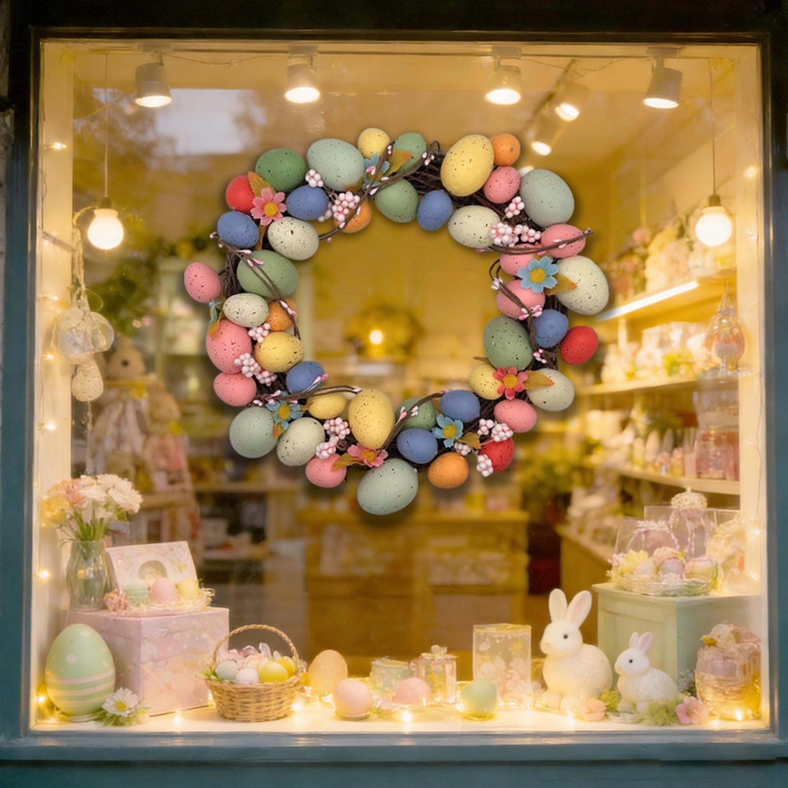 Sruoe Easter Wreath Spring Vine Garland with Faux Eggs, 75-Inch Artificial Spring Vine Decor, Easter Garland for Mantle Door Wall Patio, Easter Decorations for Indoor Outdoor Holiday Decoration