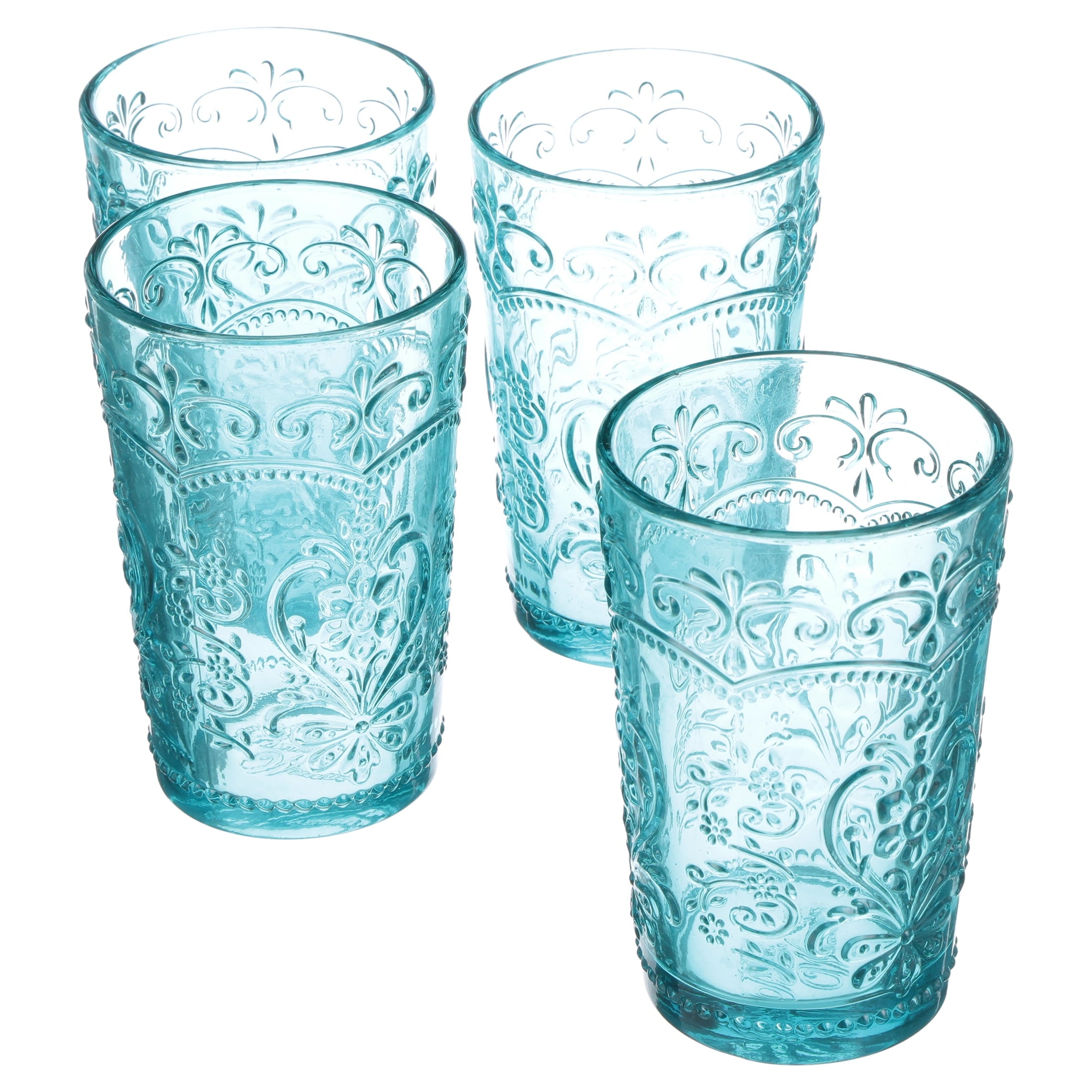 The Pioneer Woman Amelia Pink 15.22-Ounce Glass Tumblers, Set of 4