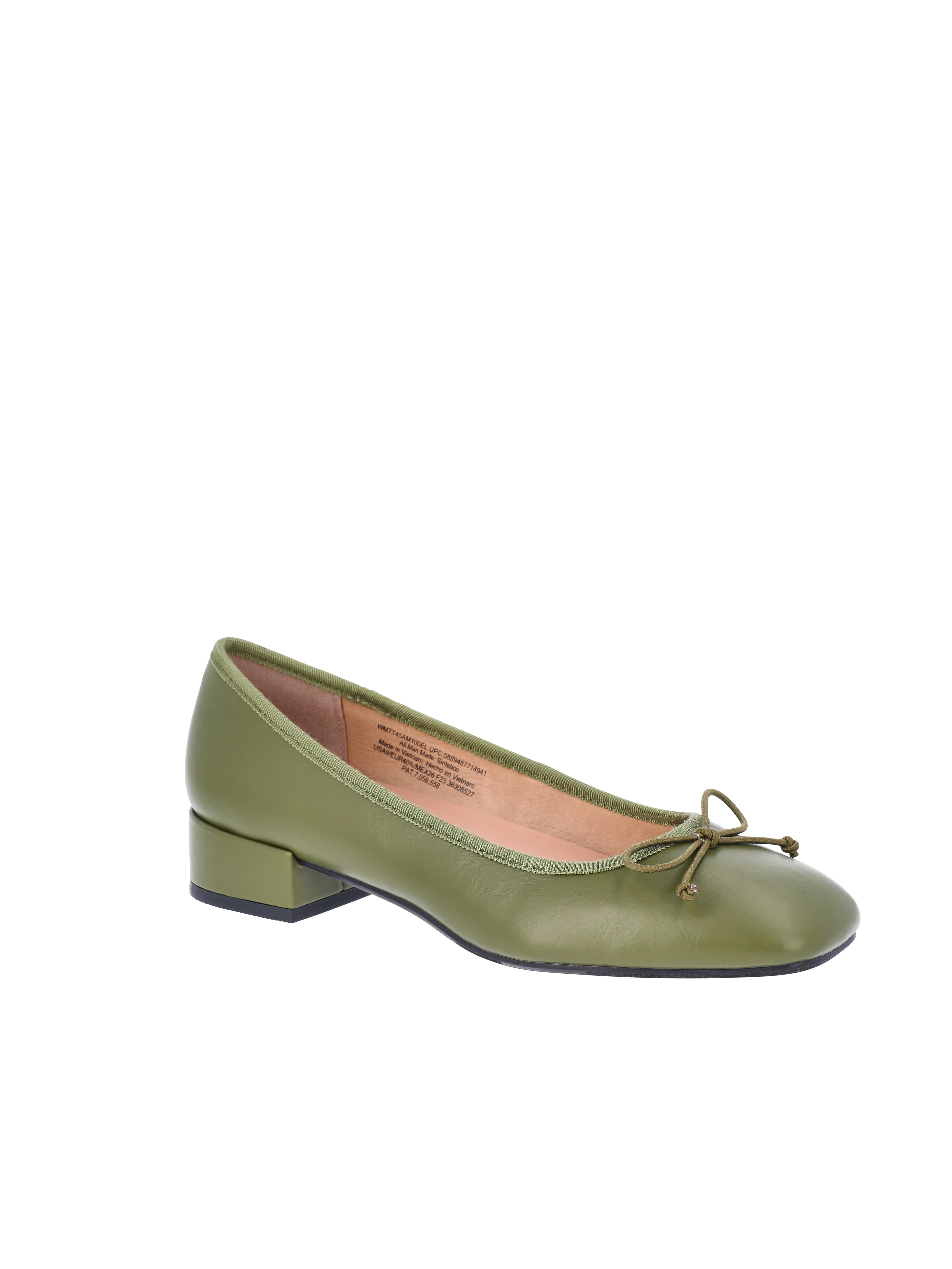 Time and Tru Women's String Bow Block Heel Ballet Shoes, Wide Width Available