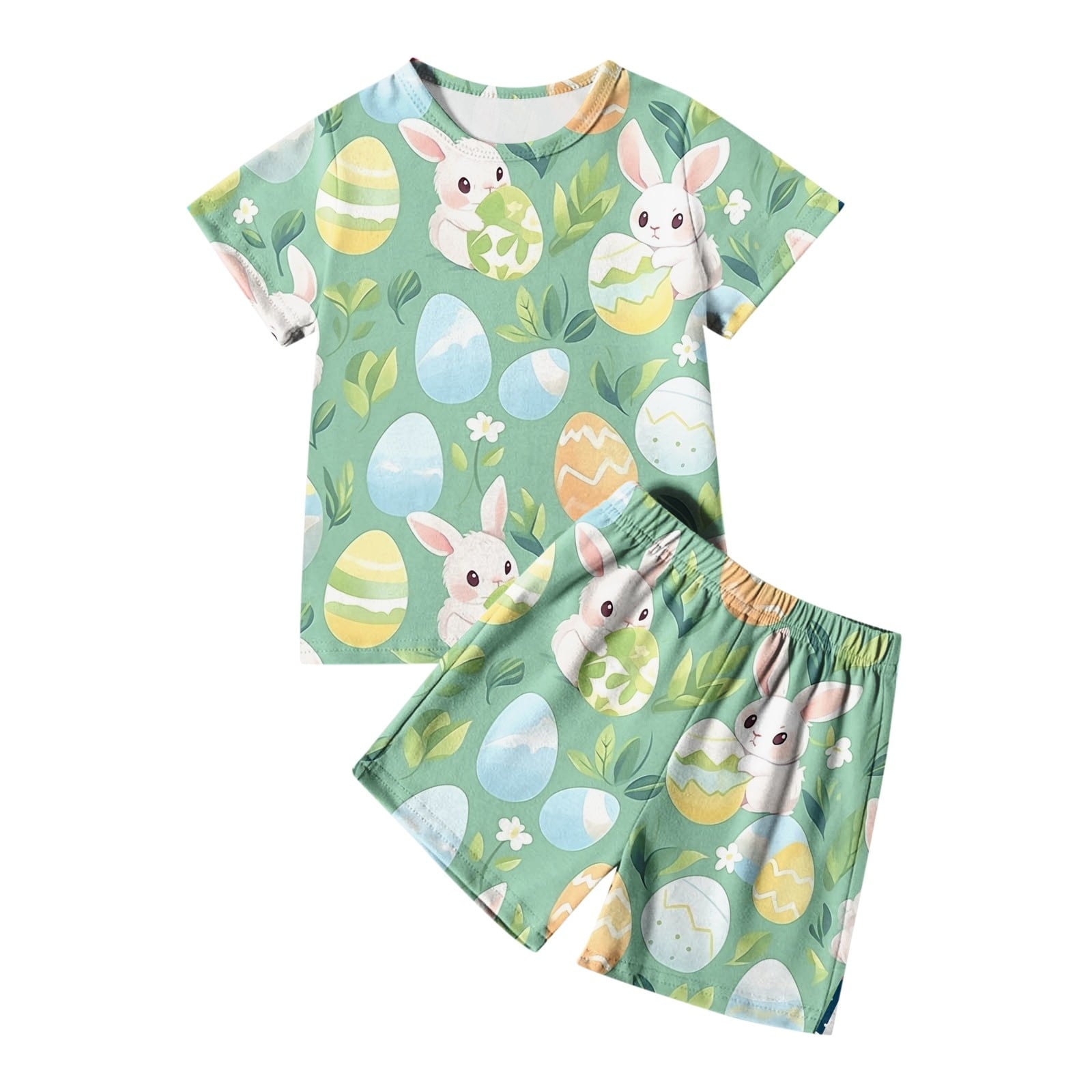 Toddler Baby Boy Summer Outfit two Pieces Easter Graphic Short Sleeve Top Cute Clothes for Kids Boys Girls 3-4 Years