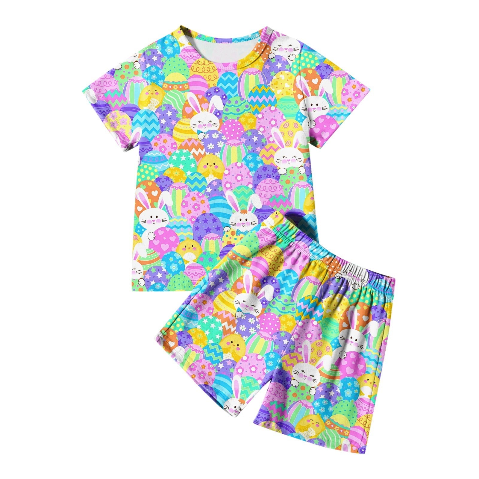 Toddler Baby Boy Summer Outfit two Pieces Easter Graphic Short Sleeve Top Cute Clothes for Kids Boys Girls 3-4 Years