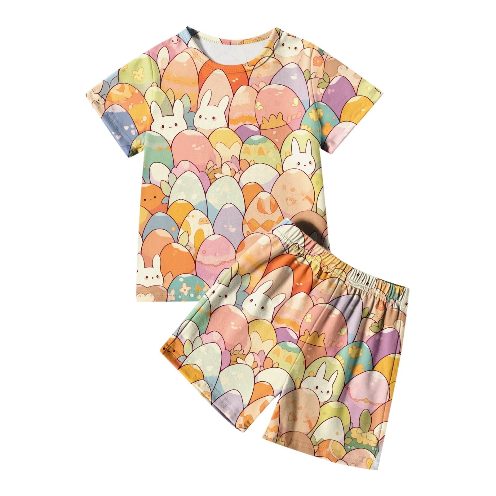 Toddler Baby Boy Summer Outfit two Pieces Easter Graphic Short Sleeve Top Cute Clothes for Kids Boys Girls 3-4 Years