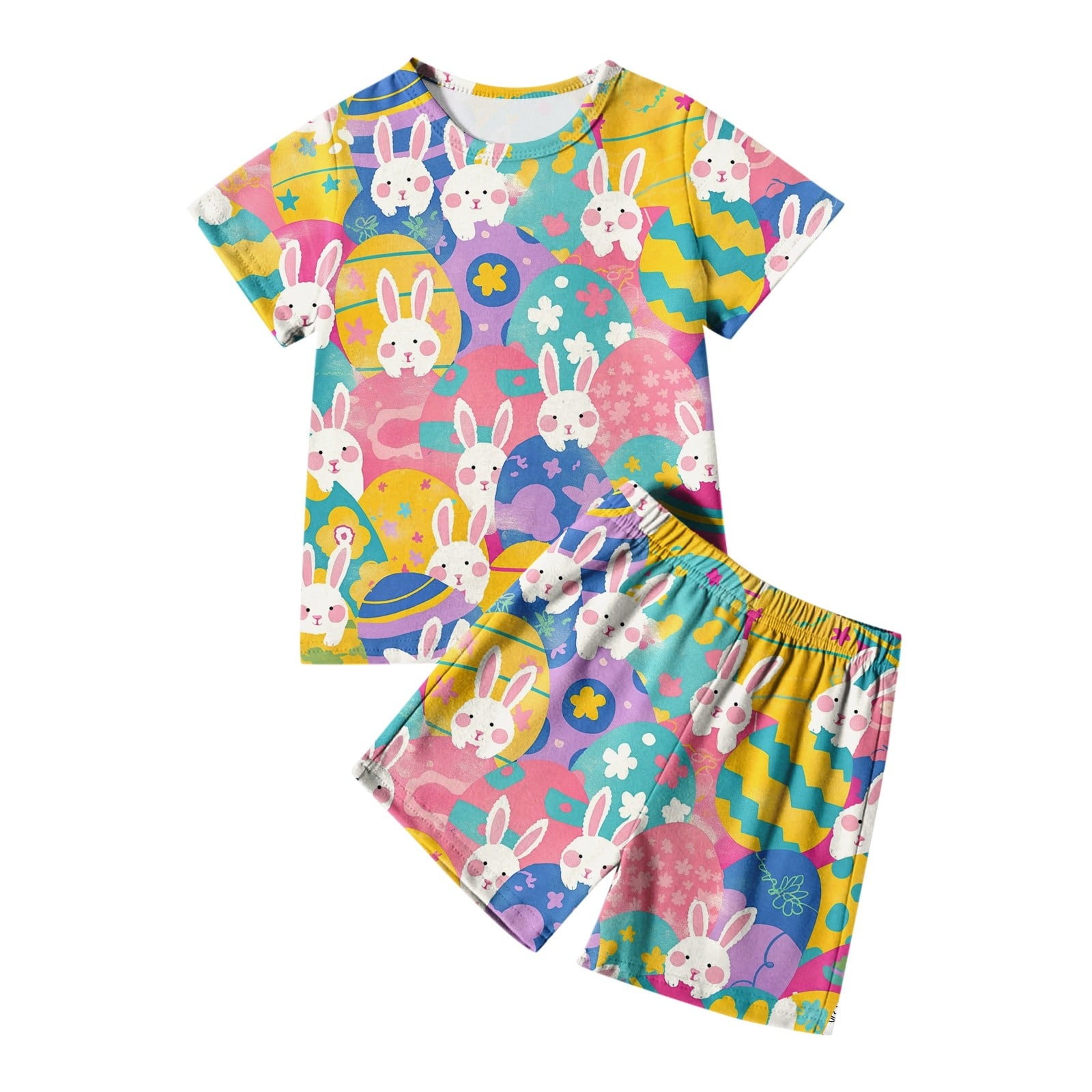 Toddler Baby Boy Summer Outfit two Pieces Easter Graphic Short Sleeve Top Cute Clothes for Kids Boys Girls 3-4 Years