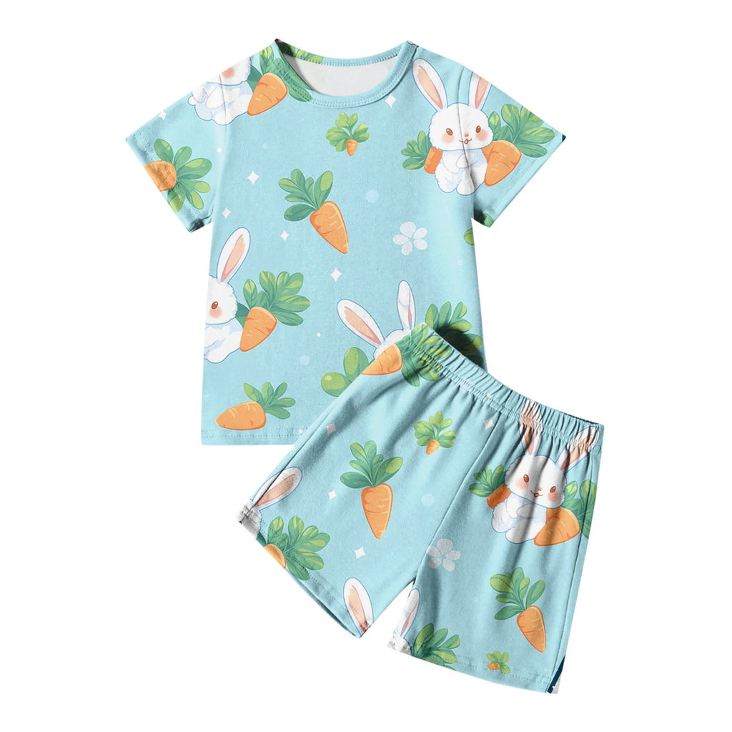 Toddler Baby Boy Summer Outfit two Pieces Easter Graphic Short Sleeve Top Cute Clothes for Kids Boys Girls 3-4 Years
